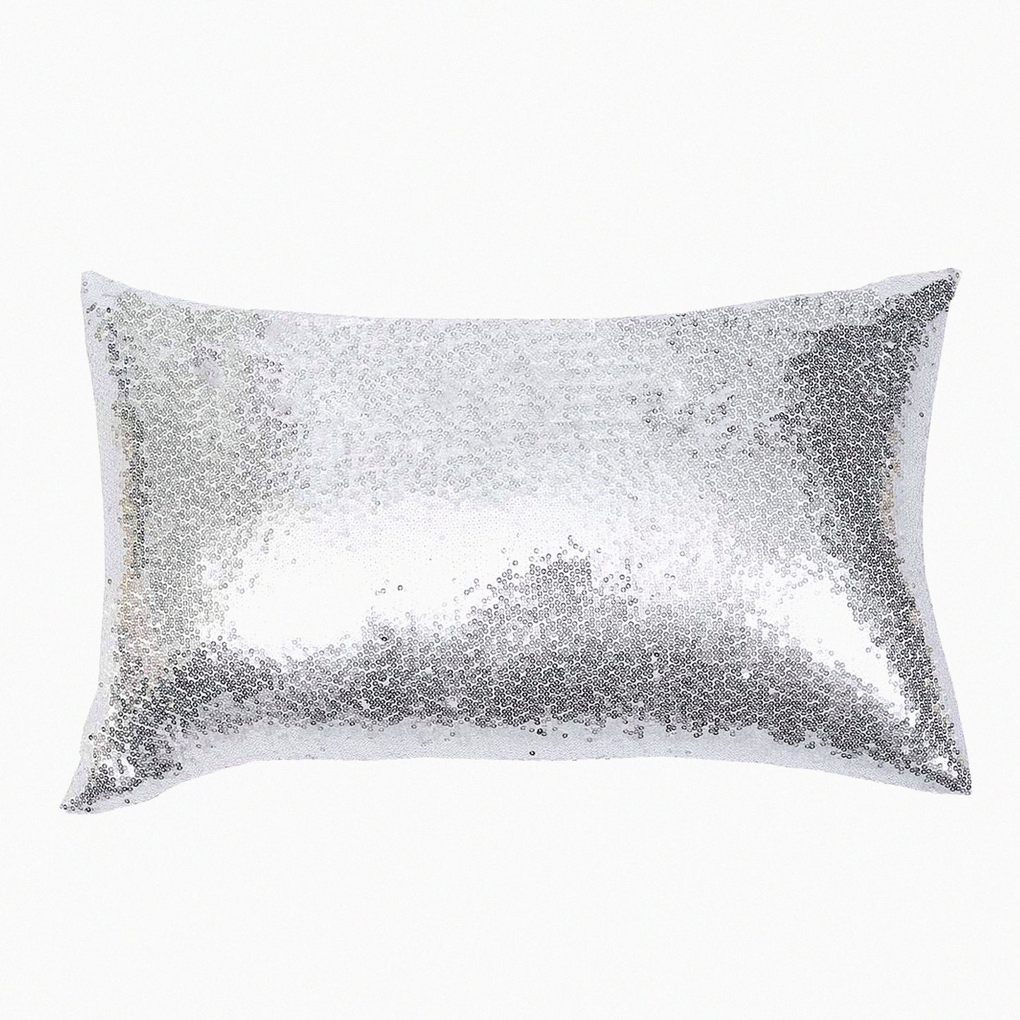 Sequin Silver Sparkle Pillowcase - 12x20in Decorative Cushion Cover for Couch, Bed, Living Room - Shiny Glam Home Decor Accent - 1PCS