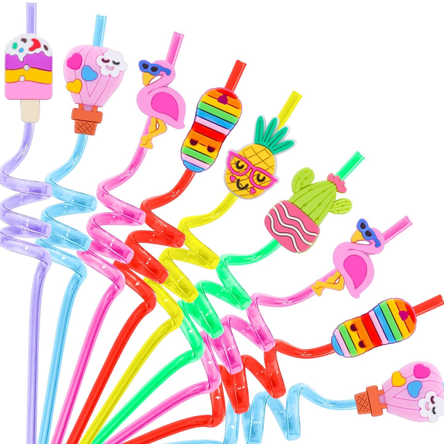 Summer Fun Pool Party Straws - 24 Pack Kids Beach Theme Drinking Straws, Birthday Party Decorations Supplies, Summer Favors for Pool Parties