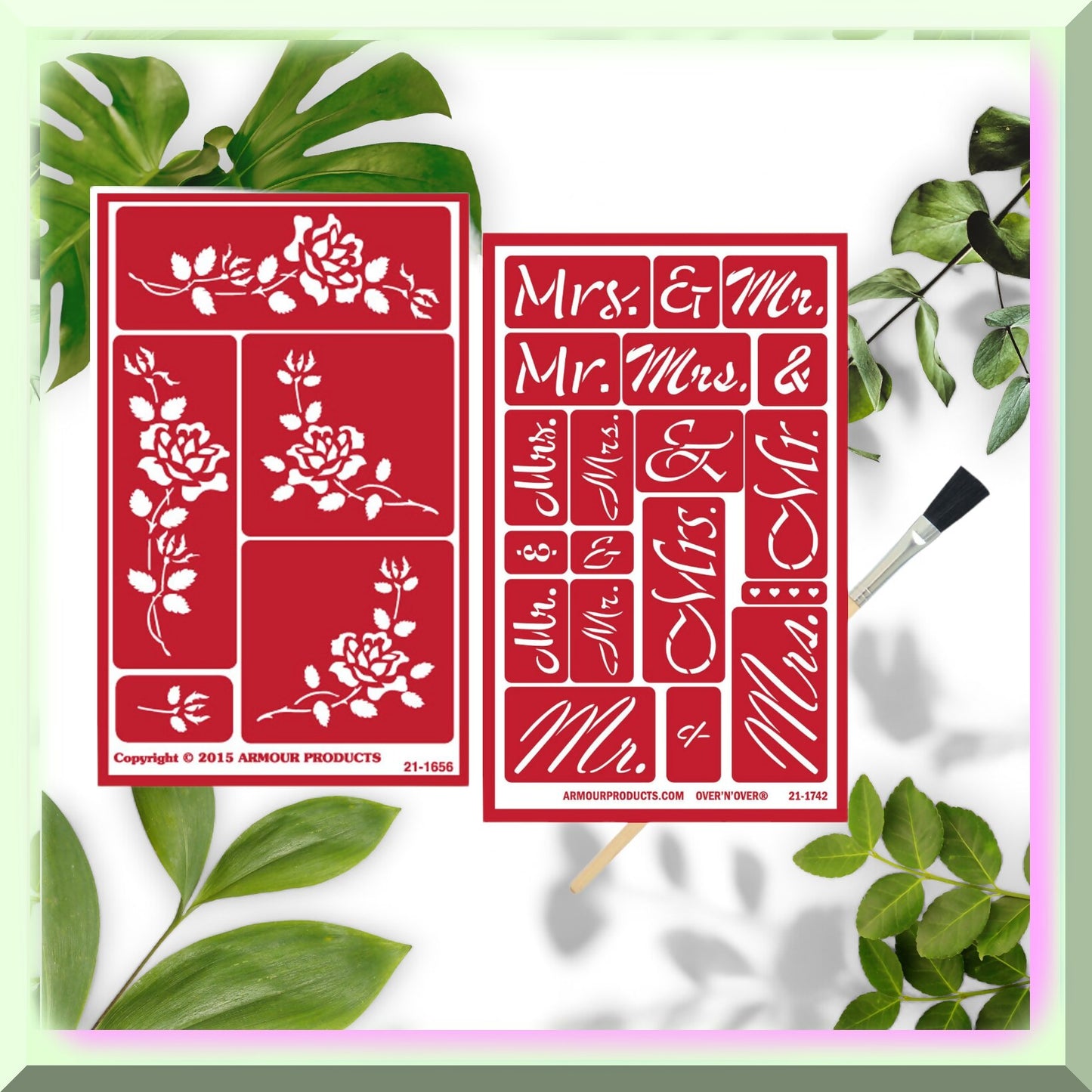 Floral Wedding Etching Stencil Set - Reusable