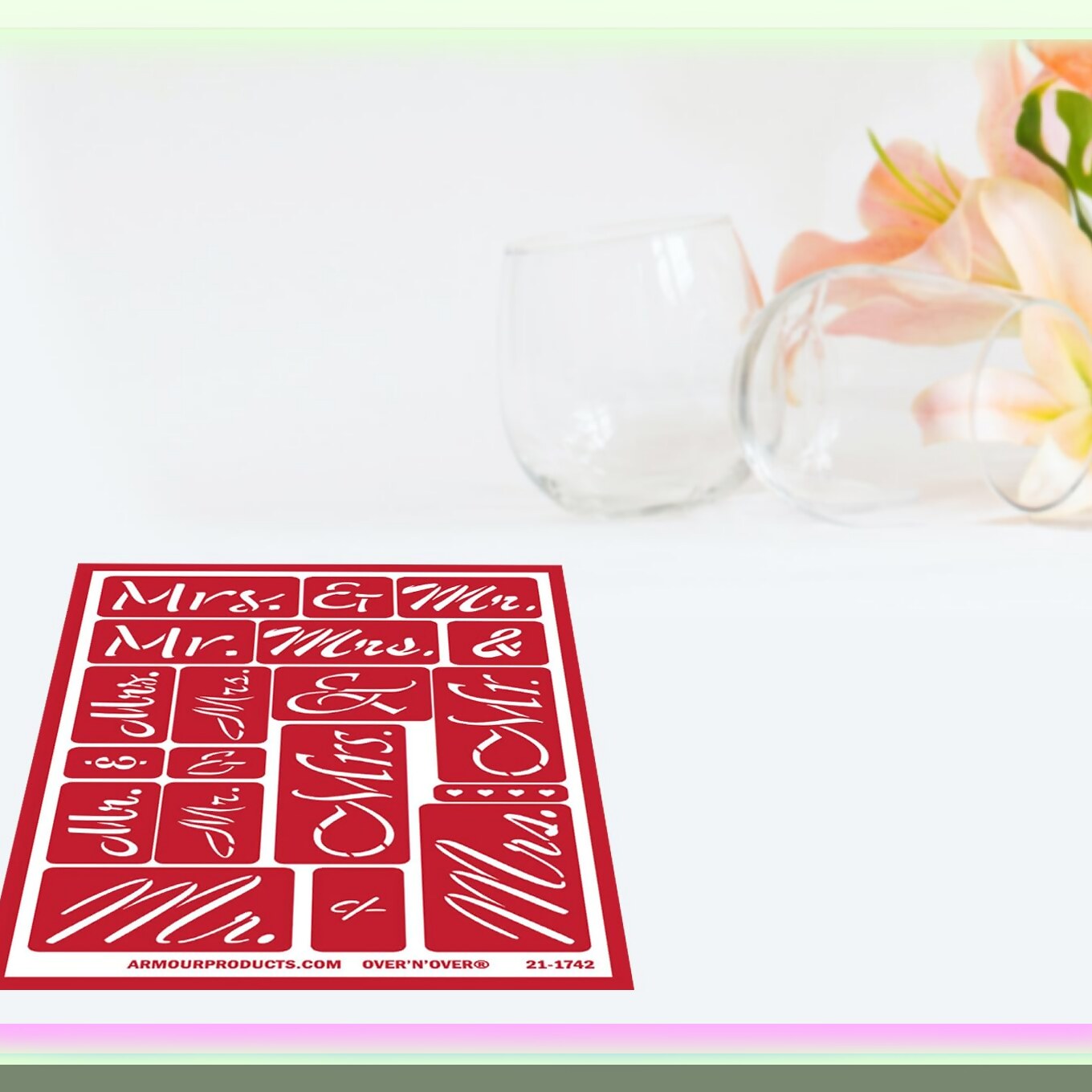 Floral Wedding Etching Stencil Set - Reusable