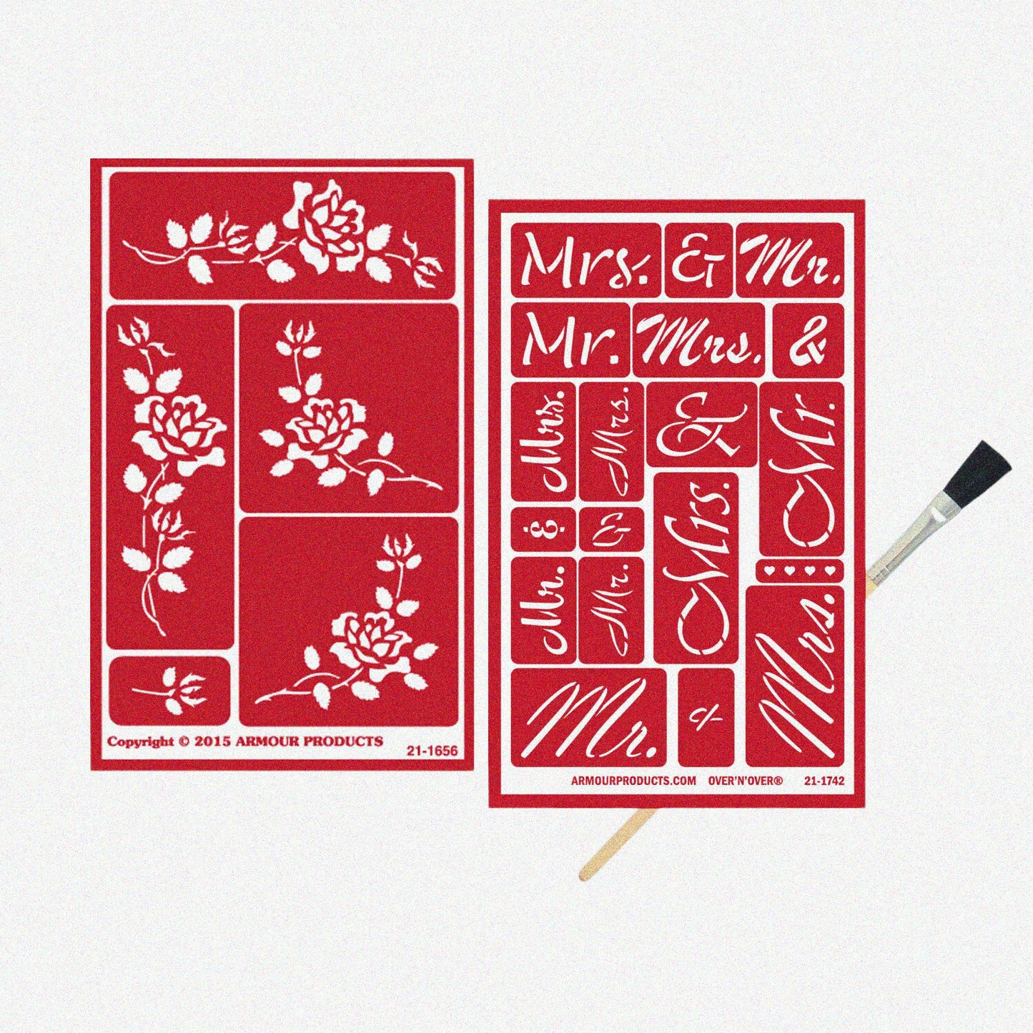 Floral Wedding Etching Stencil Set - Reusable