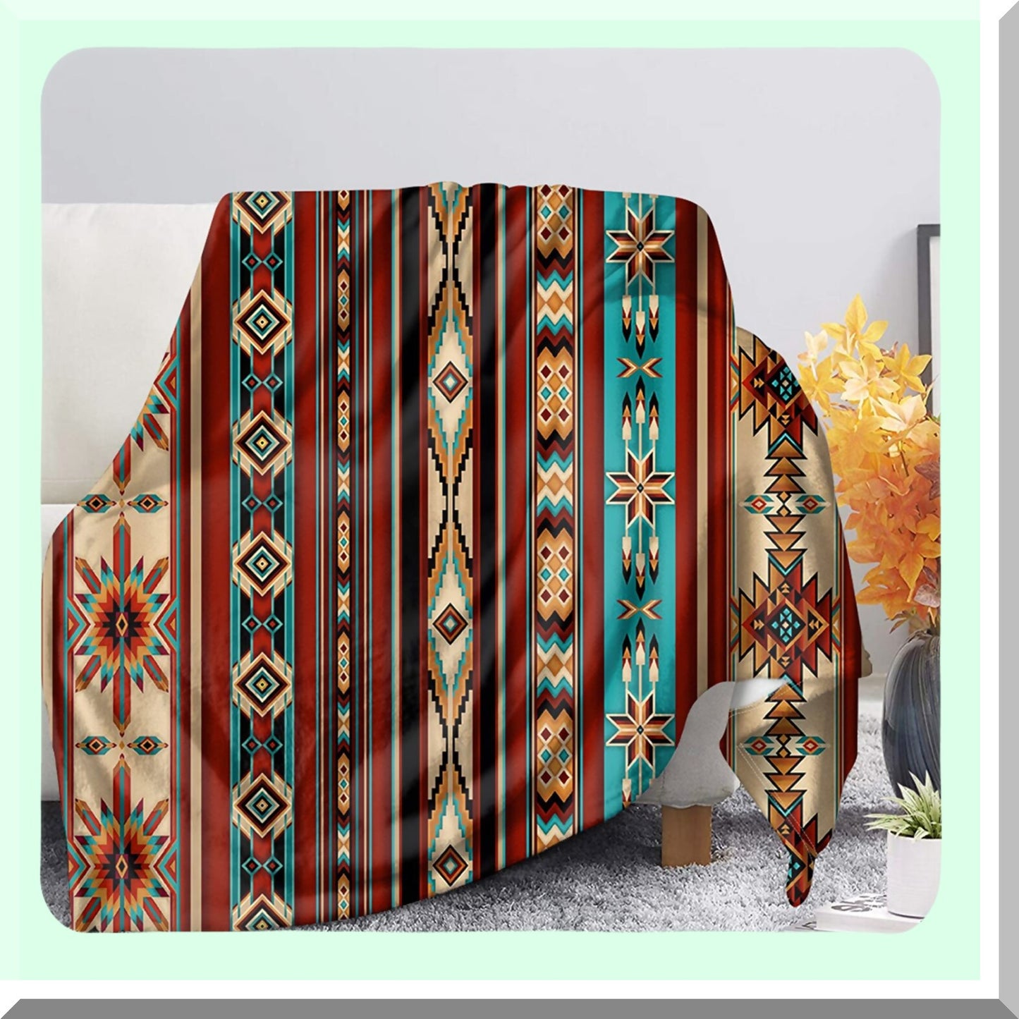 Southwest Boho All-Weather Geometric Throw Blanket for Couch & Bed