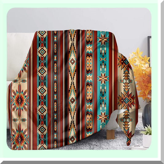 Southwest Boho All-Weather Geometric Throw Blanket for Couch & Bed