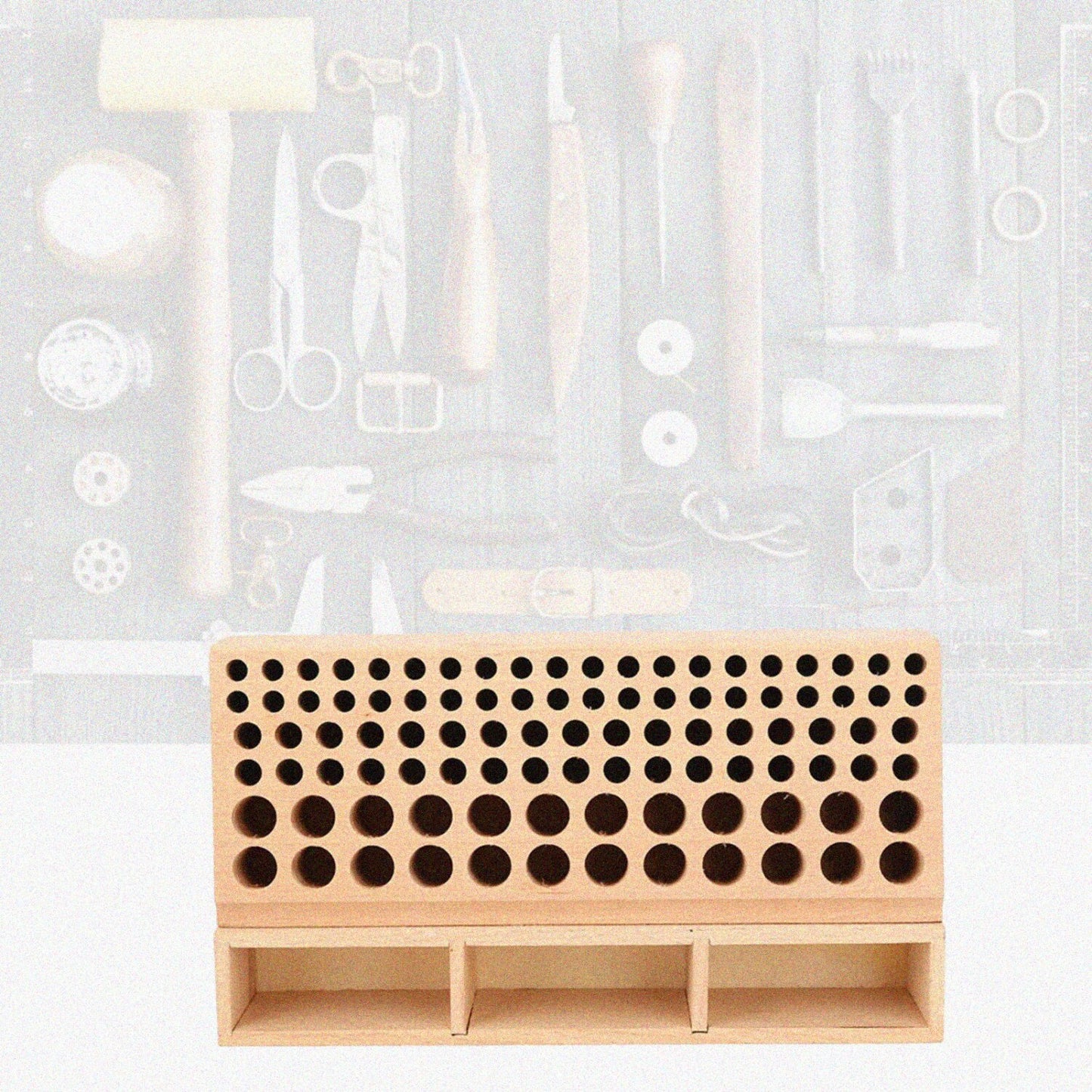 100 Holes Wooden Storage Rack for Leather Tools