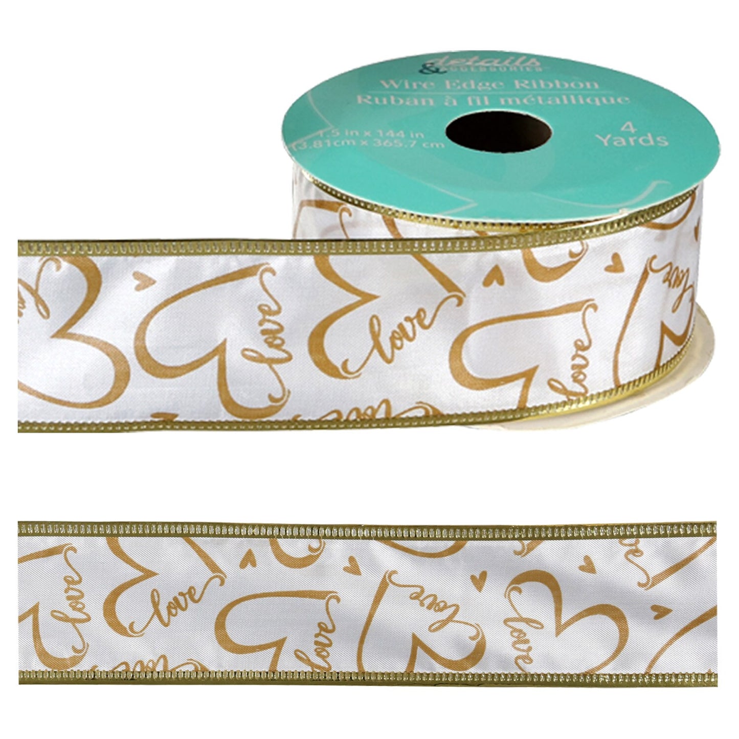 Details Accessories Wire Edge Wedding Ribbon, 4-yd. Rolls (Pack of 30)