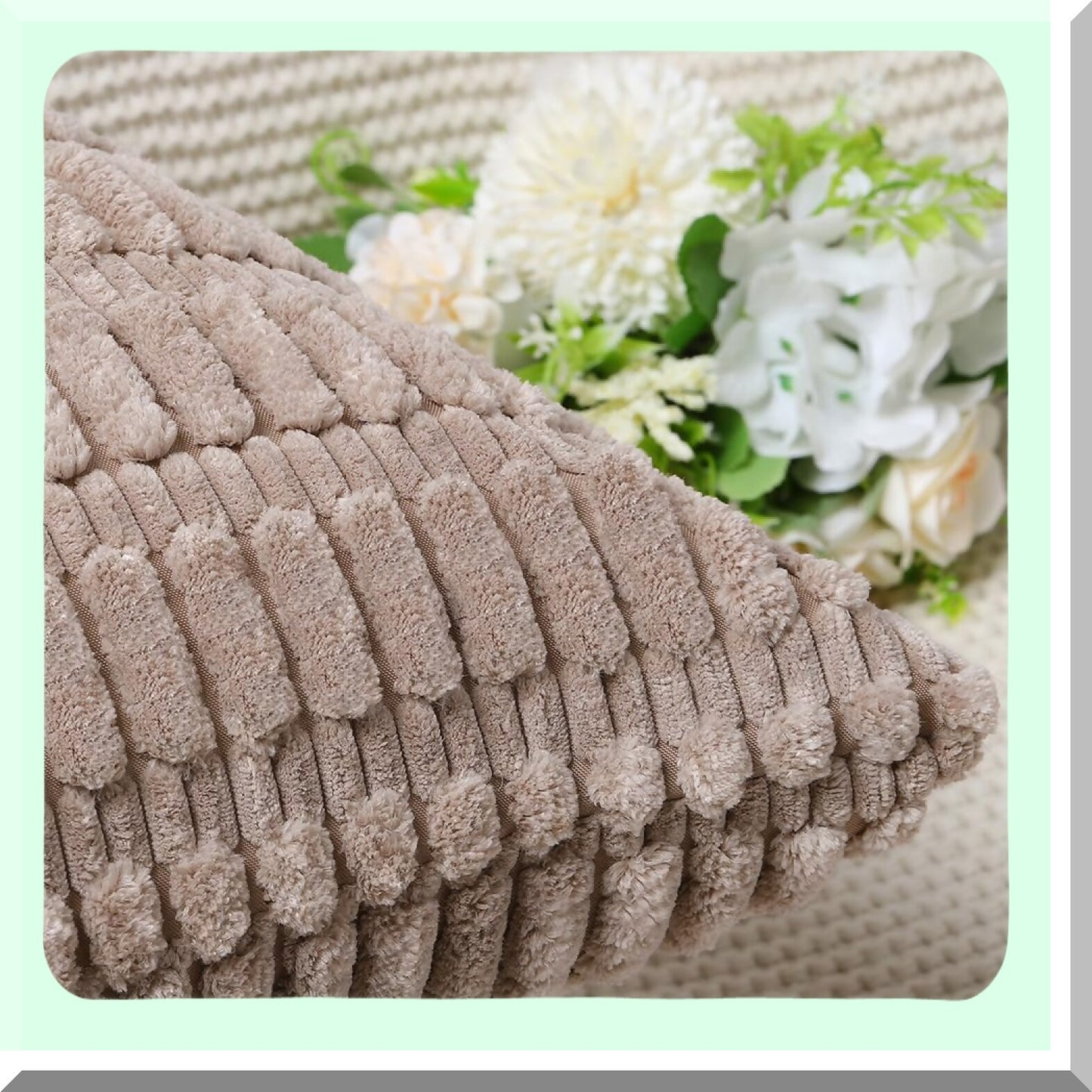 Boho Stripe Corduroy Pillow Covers - Set of 2, 24x24 Inch Brown Decorative Cushion Shell for Sofa & Bedroom - Soft Throw Pillow Cover