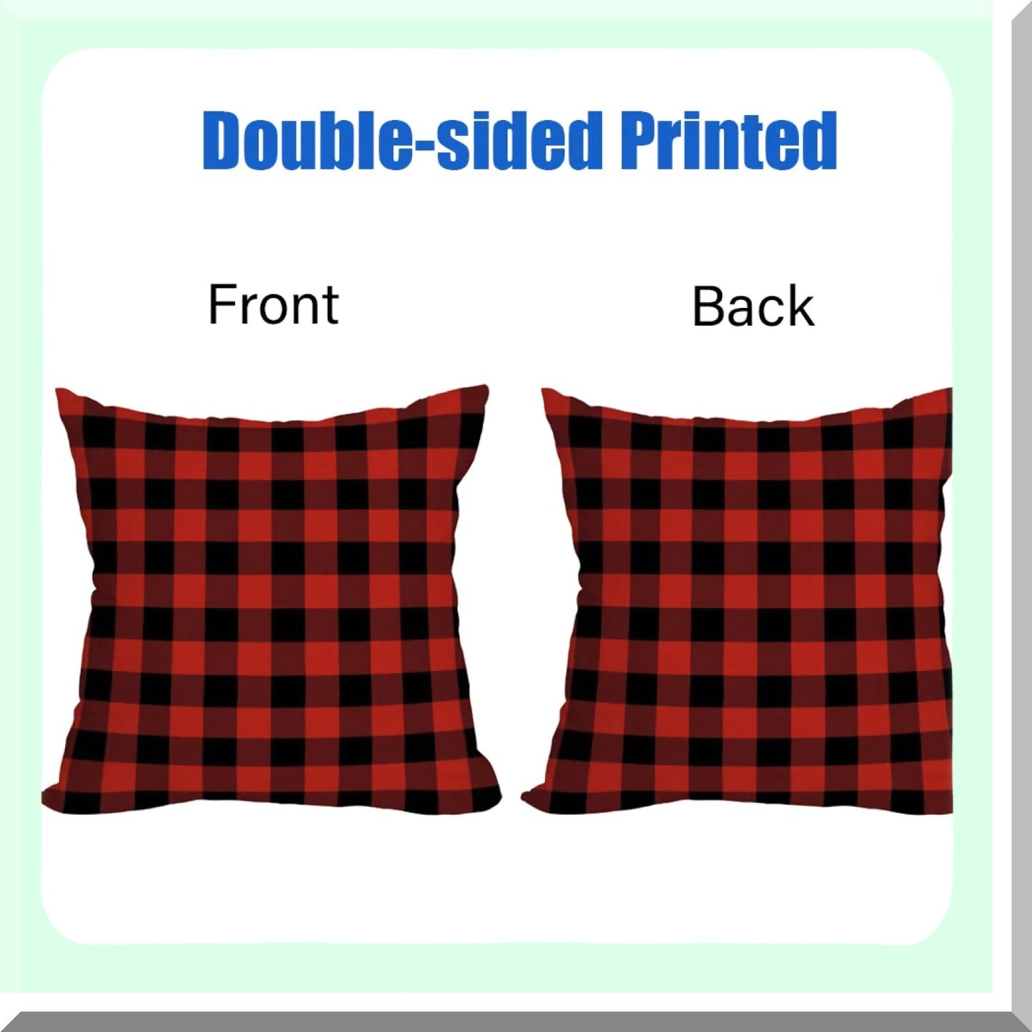 Winter Farmhouse Buffalo Plaid Pillow Covers - Set of 2, Waterproof Outdoor Cushion Cases 22x22 Inch, Red & Black Checked Throw Pillowcases, New Year Decor