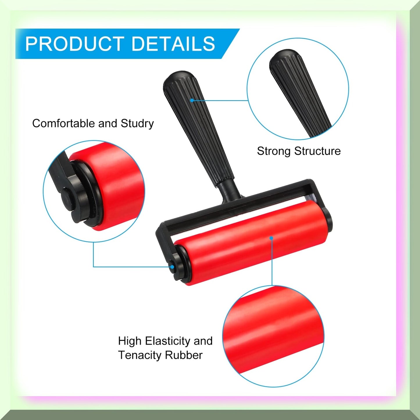 Red 2pc Rubber Rollers for Art and Construction