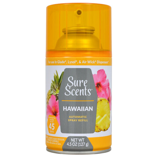 Sure Scents Hawaiian Mist Automatic Air Freshener Refills, 4.5 oz. (Pack of 12)