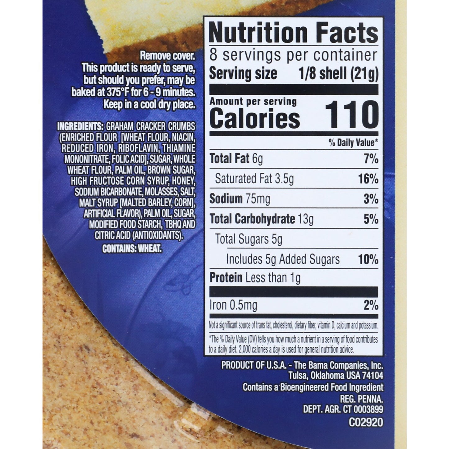 Bama 9-in. Graham Cracker Pie Crust, 6 oz. (Pack of 12)