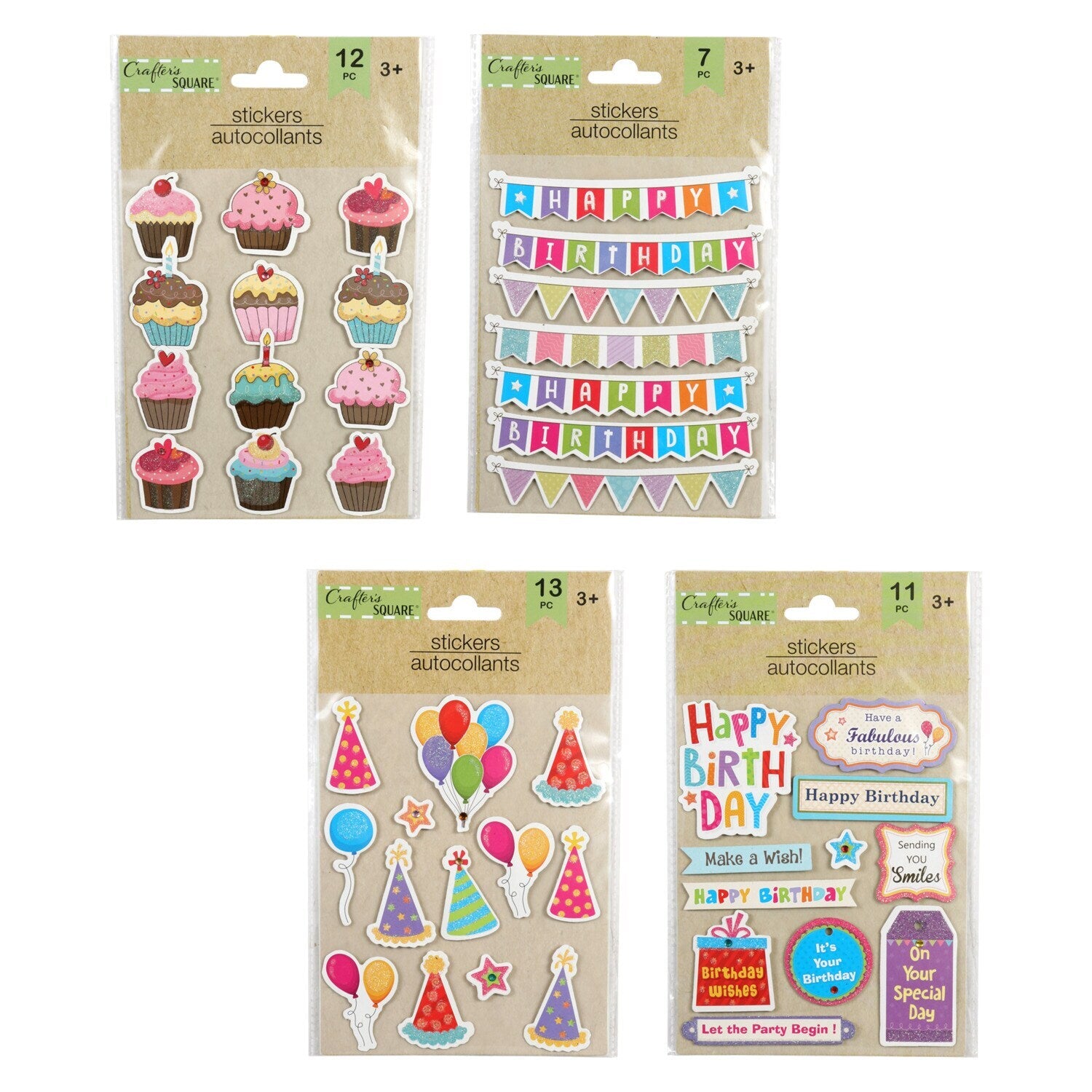 Crafter's Square Happy Birthday Stickers (Pack of 36)