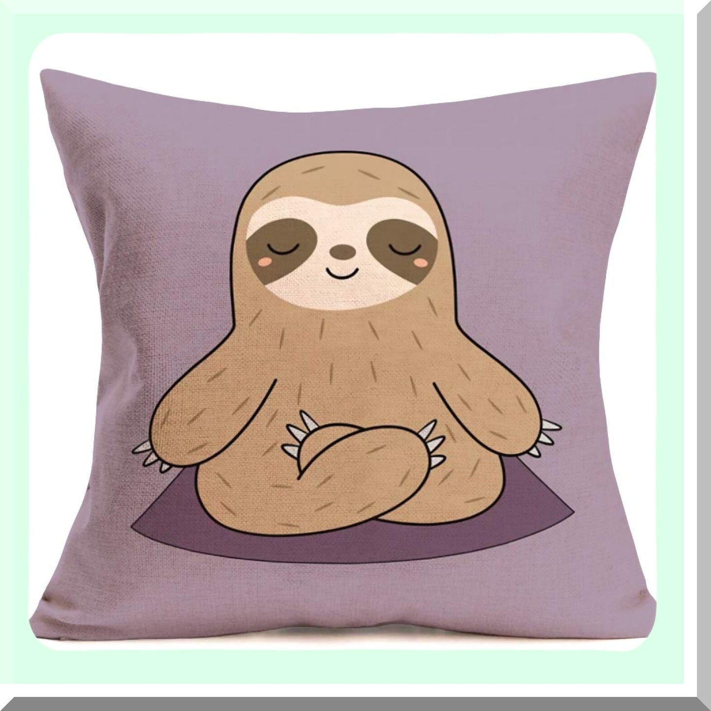 Cute Animal Kids Cartoon Pillow Covers Set - Sloth Bear Elephant Panda Decorative Cushion Cases - Pink Sweet Heart Design - Cotton Linen 18x18 Inch - Sofa Couch & Kids Room Decor