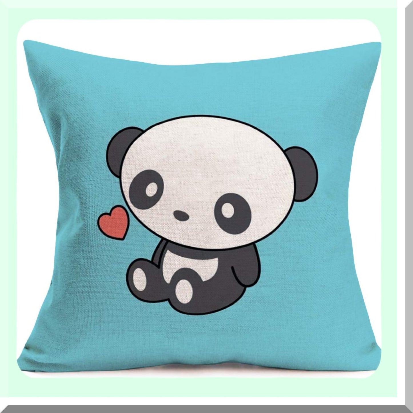 Cute Animal Kids Cartoon Pillow Covers Set - Sloth Bear Elephant Panda Decorative Cushion Cases - Pink Sweet Heart Design - Cotton Linen 18x18 Inch - Sofa Couch & Kids Room Decor