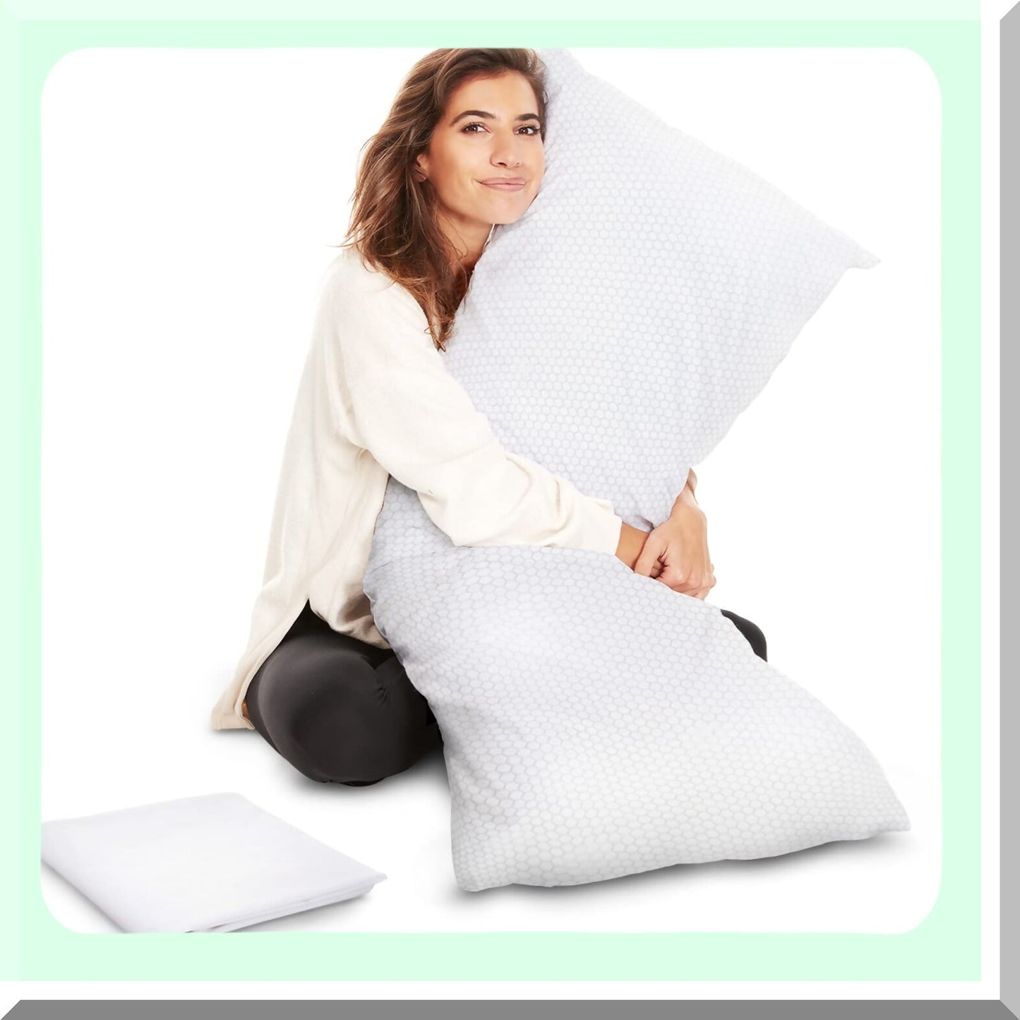 CoolDream Body Pillow - XXL Shredded Memory Foam Pillow for Side Sleepers & Pregnancy Support - Long Cooling Bed Pillow with Bonus Washable Case