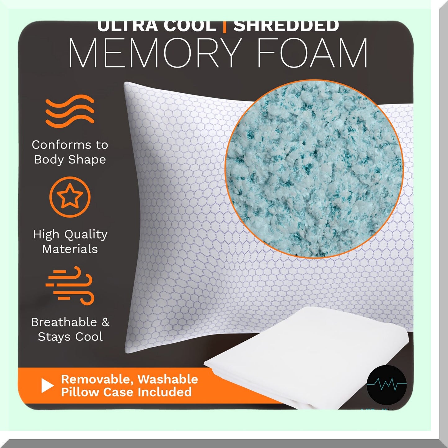 CoolDream Body Pillow - XXL Shredded Memory Foam Pillow for Side Sleepers & Pregnancy Support - Long Cooling Bed Pillow with Bonus Washable Case