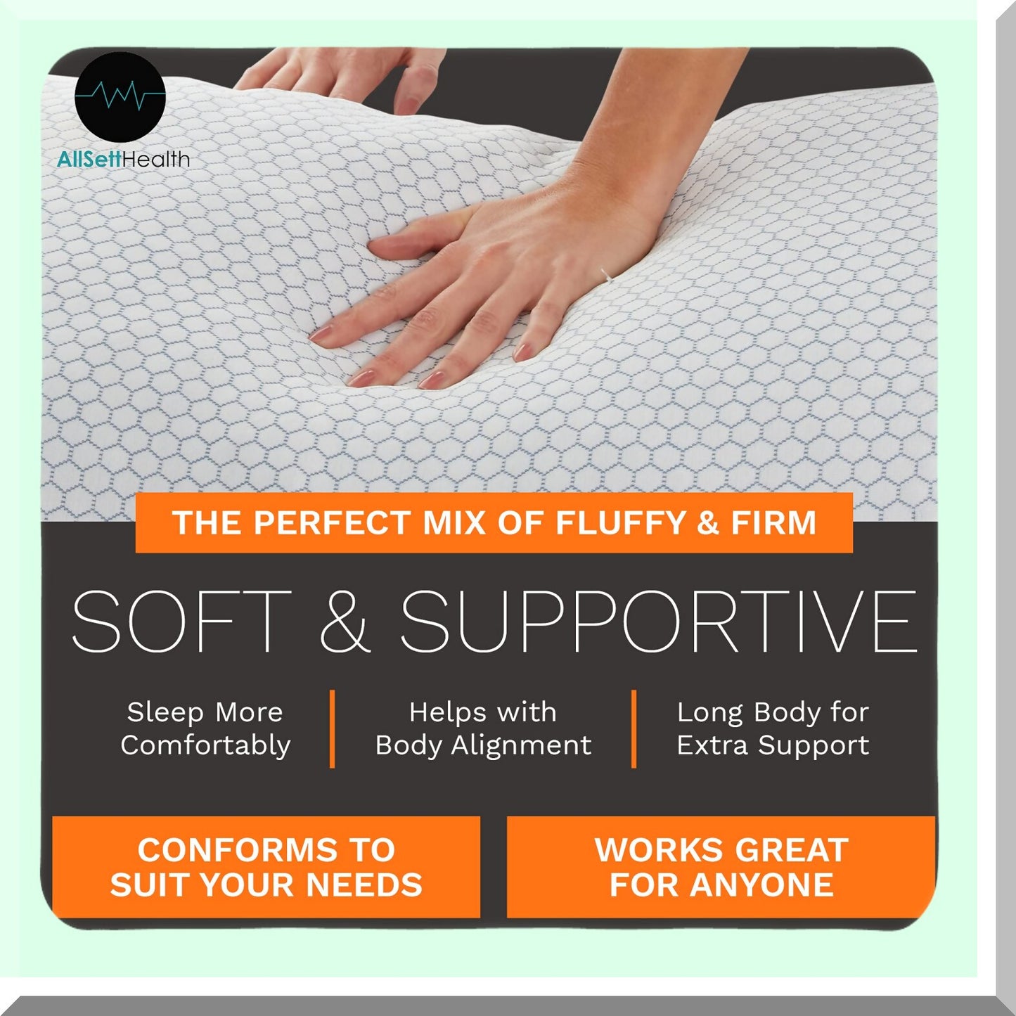 CoolDream Body Pillow - XXL Shredded Memory Foam Pillow for Side Sleepers & Pregnancy Support - Long Cooling Bed Pillow with Bonus Washable Case