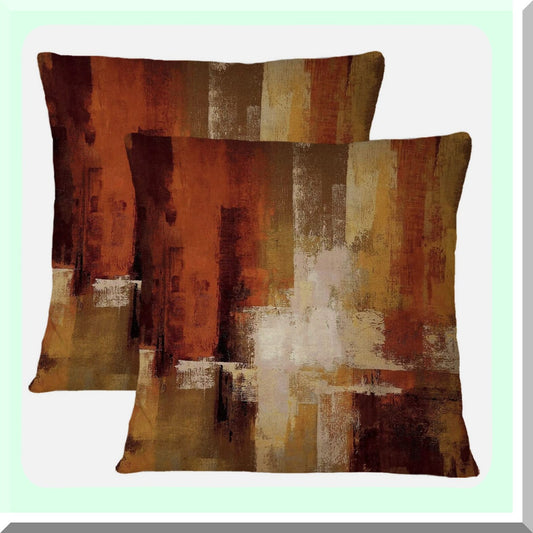 Rust Art Abstract Pillow Covers - Set of 2, 20x20 Modern Decorative Throw Pillowcase for Living Room Sofa, Square Couch Cushion Cover
