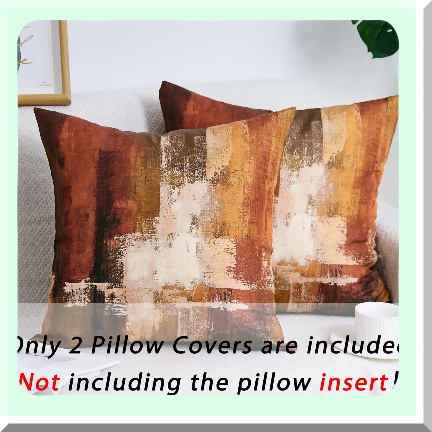 Rust Art Abstract Pillow Covers - Set of 2, 20x20 Modern Decorative Throw Pillowcase for Living Room Sofa, Square Couch Cushion Cover