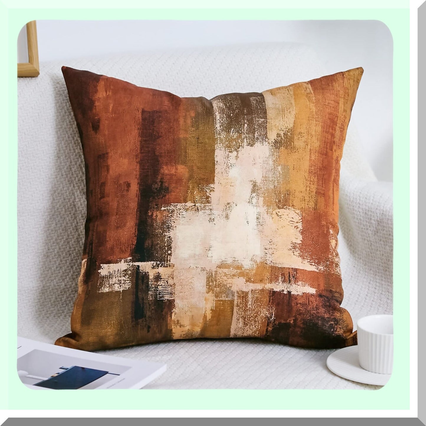 Rust Art Abstract Pillow Covers - Set of 2, 20x20 Modern Decorative Throw Pillowcase for Living Room Sofa, Square Couch Cushion Cover