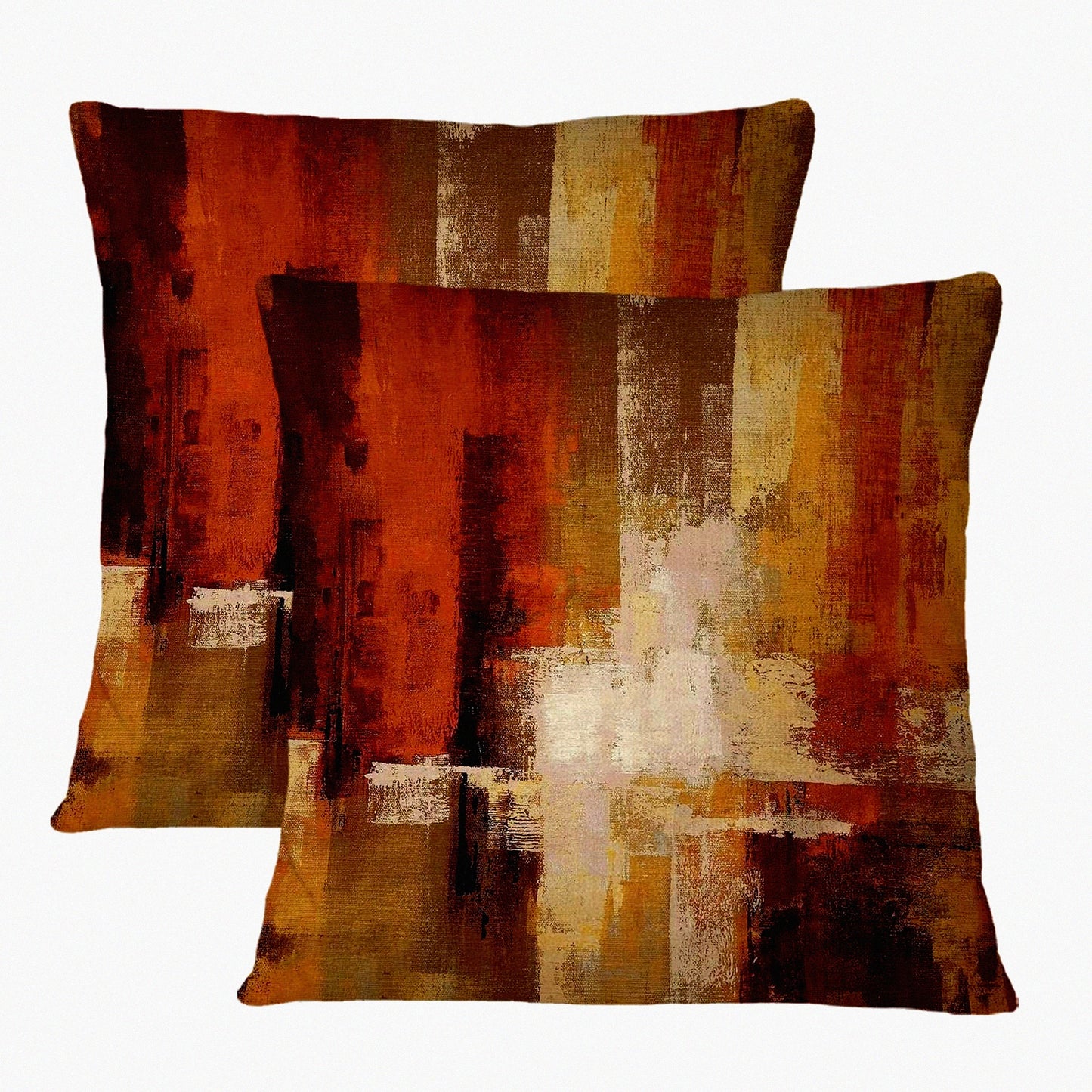 Rust Art Abstract Pillow Covers - Set of 2, 20x20 Modern Decorative Throw Pillowcase for Living Room Sofa, Square Couch Cushion Cover