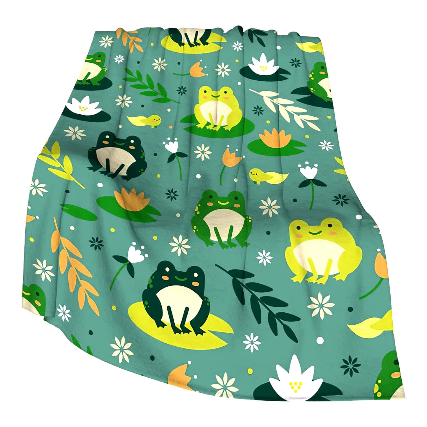 Green Leaf Frog Cozy Flannel Throw - Soft & Cute Blanket for Kids & Adults, Perfect Frog Lover Gift, 50x40 Inches