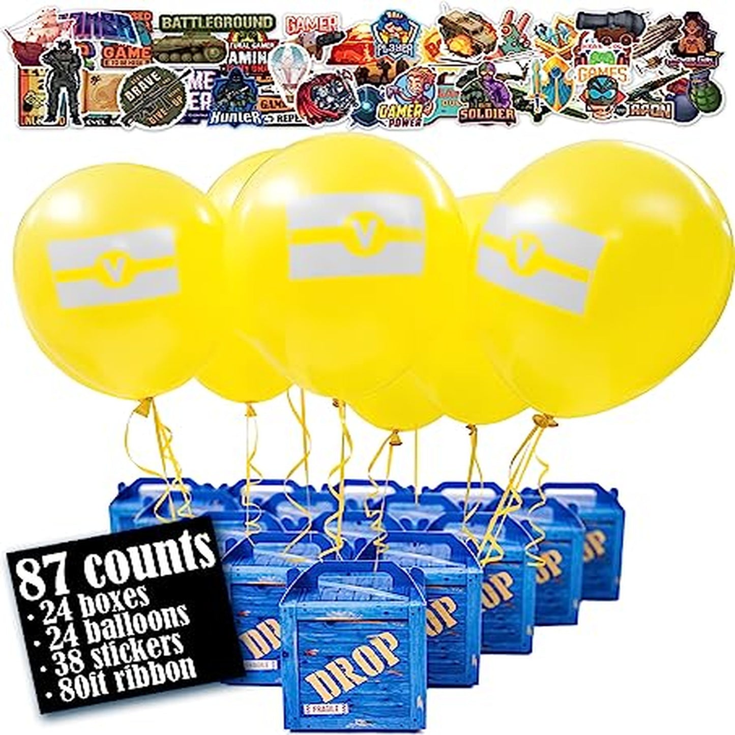 Game Party Loot Drop Favor Boxes and Decorations Set