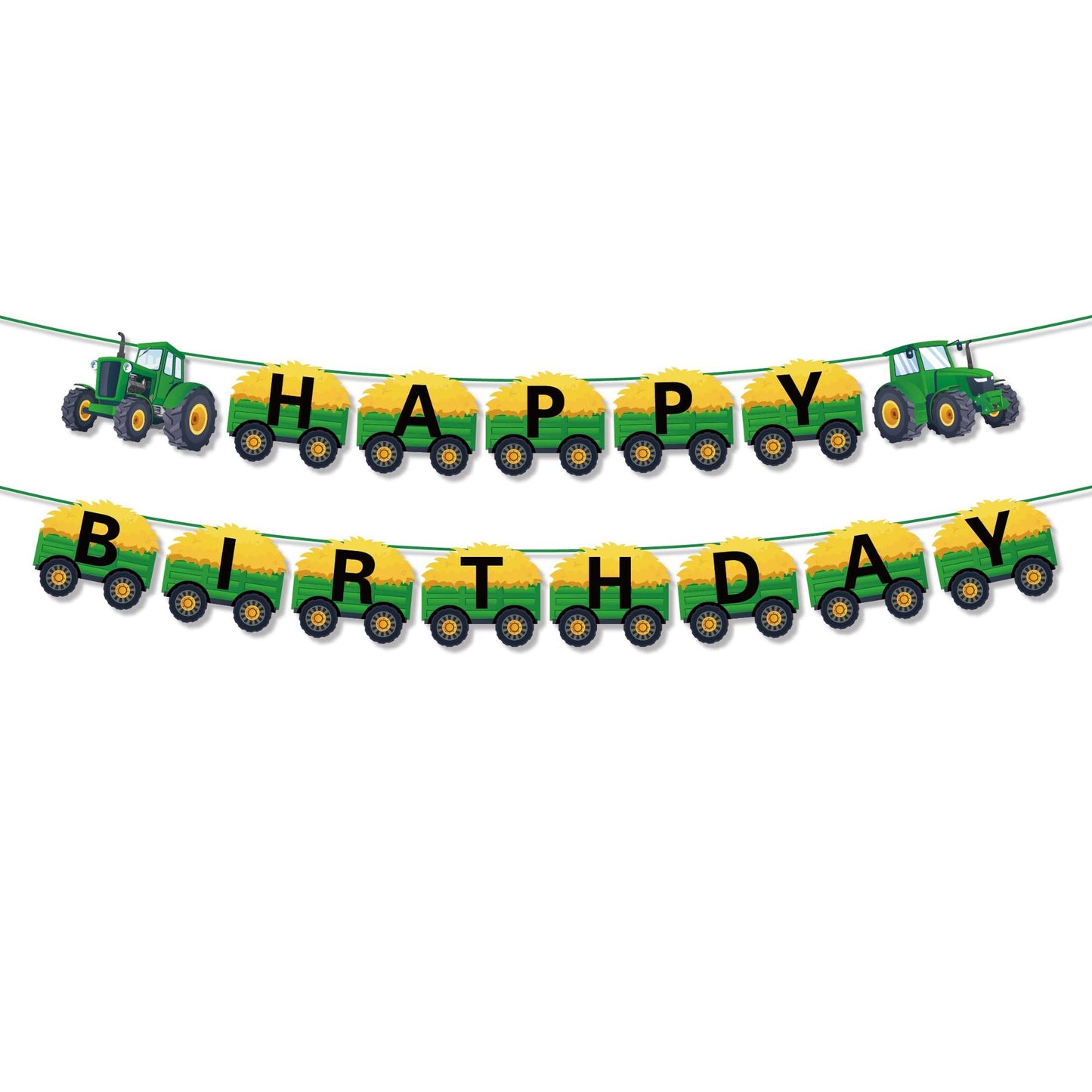 Green Tractor Birthday Banner for Farm Themed Party