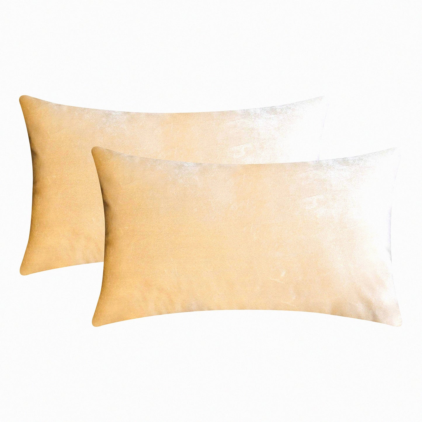 Cream Velvet Rectangle Pillow Covers - Set of 2, 12x20 Inch Beige Throw Pillows for Couch & Living Room Sofa Bed - Decorative Cushion Cases