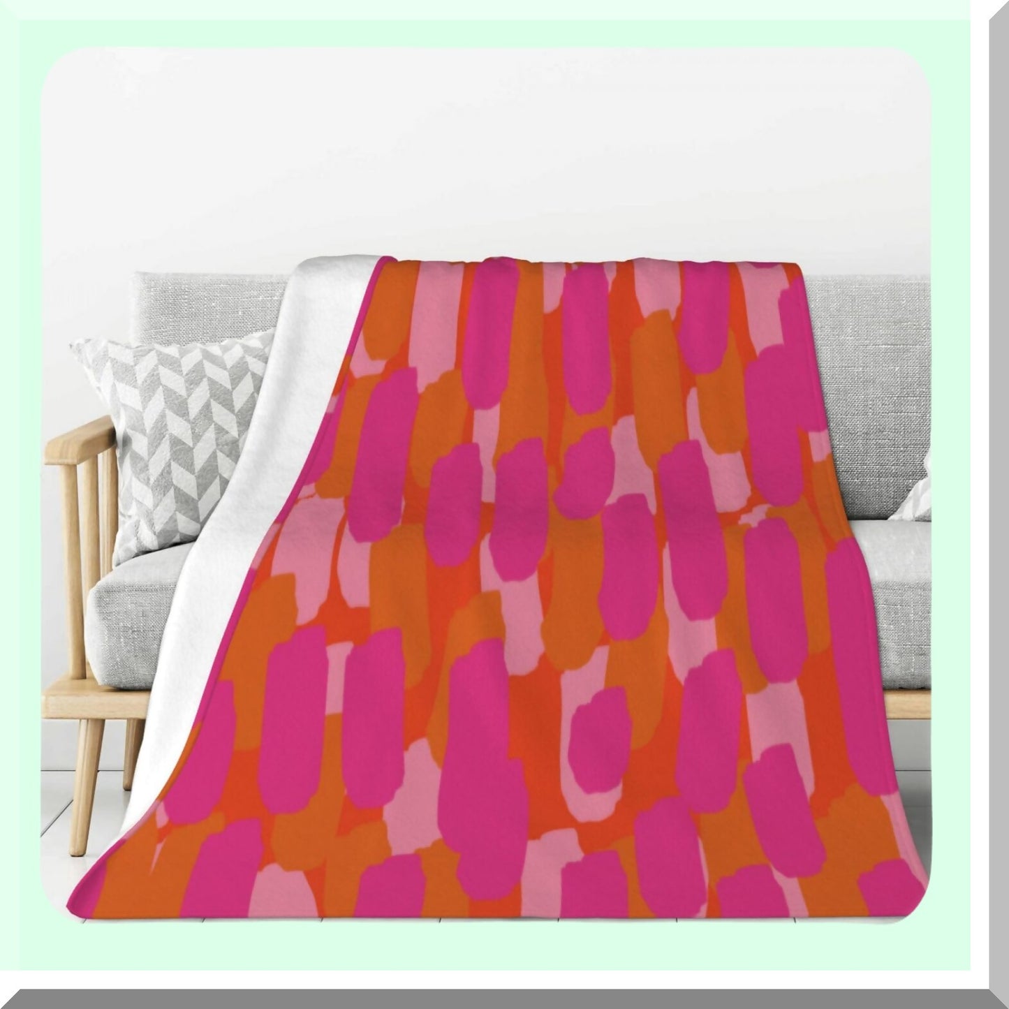 CozyFlare Fleece Throw Blanket - Soft, Warm, Lightweight Flannel for Couch, Bed, or Sofa - Pink & Orange Paint Design - Perfect for Girls & Women - 50" x 60""