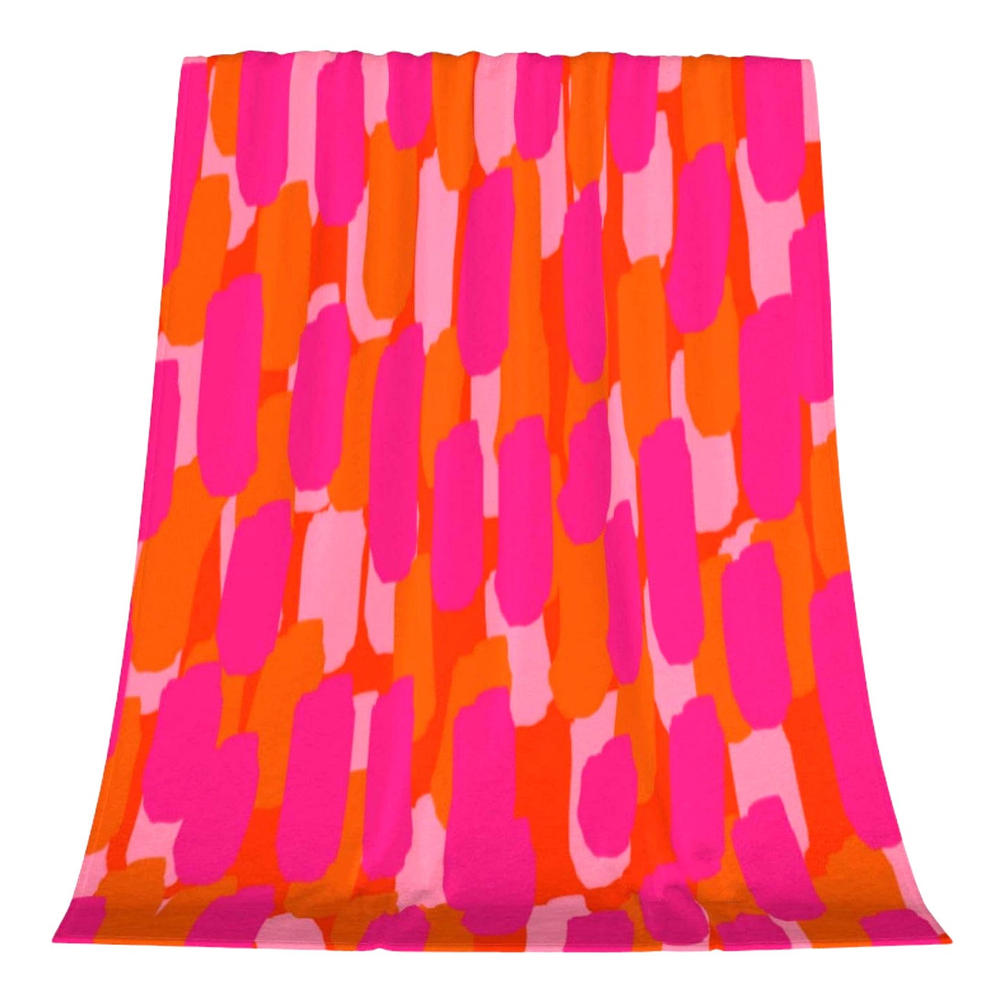 CozyFlare Fleece Throw Blanket - Soft, Warm, Lightweight Flannel for Couch, Bed, or Sofa - Pink & Orange Paint Design - Perfect for Girls & Women - 50" x 60""