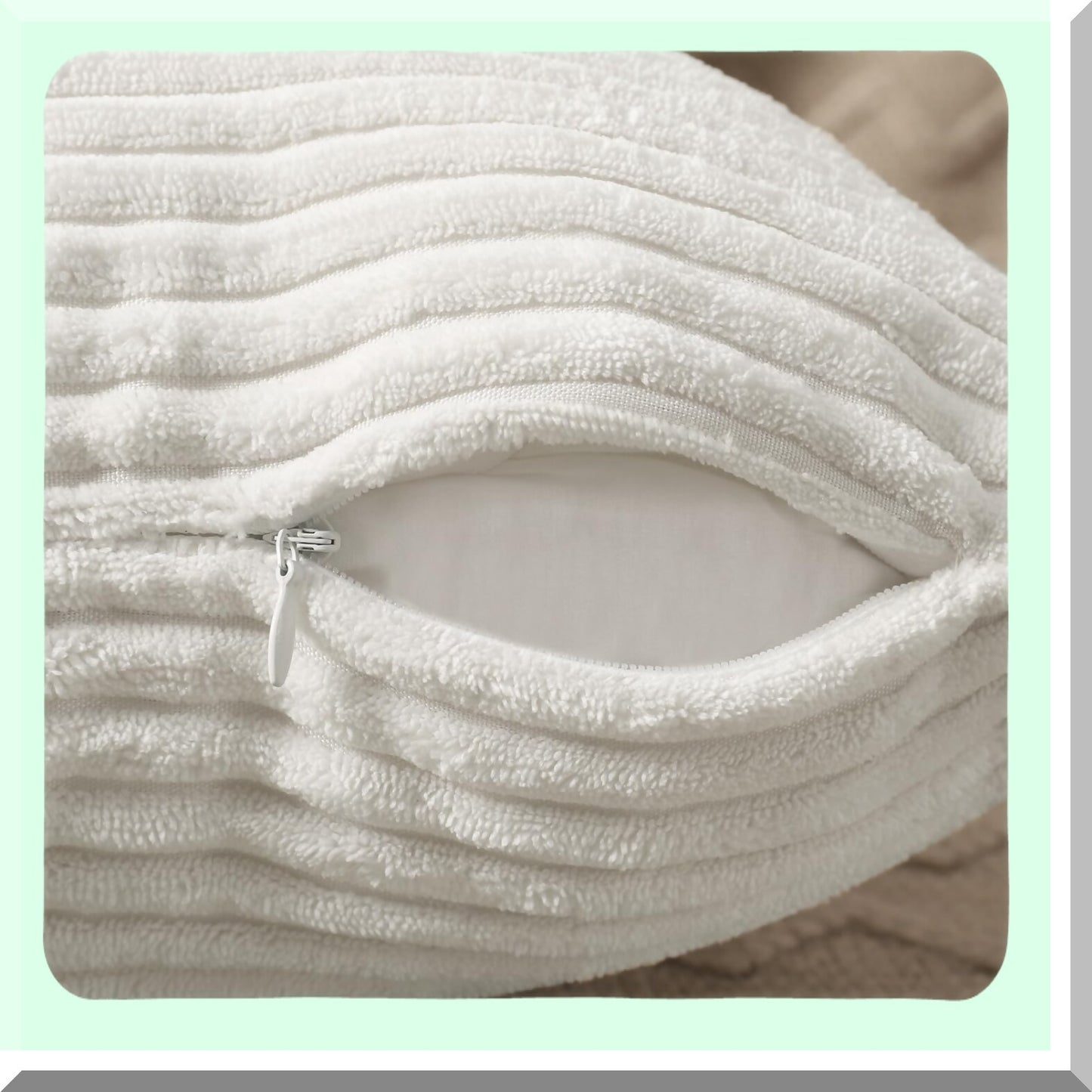 Corduroy Comfort Set - 20x20 Decorative Pillow Covers (Set of 2) for Couch, Bed, Sofa, Bedroom, Car - Soft Square Cushion Case in White