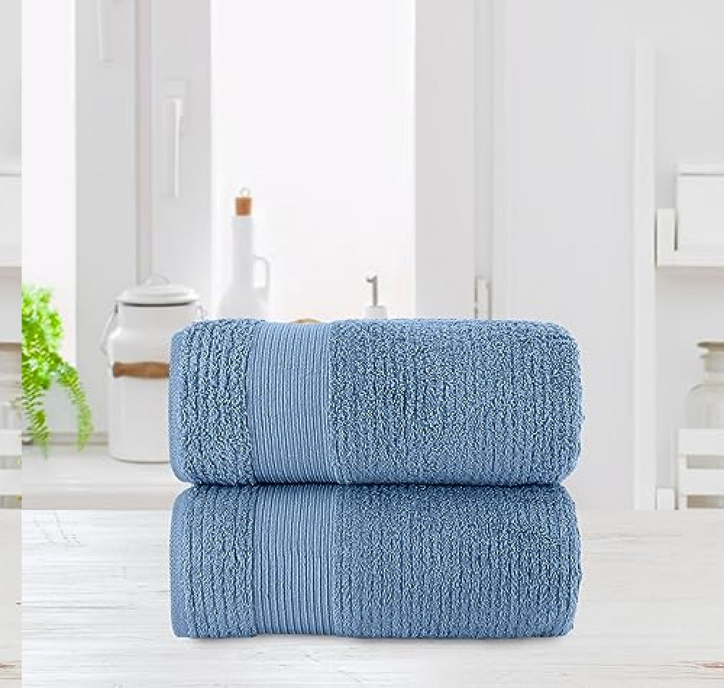 2-Piece Blue Turkish Cotton Bath Sheet Set 34"x68"