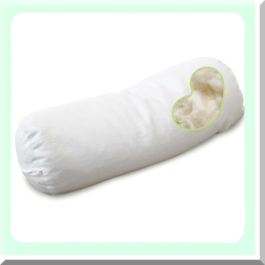Organic Cotton Kapok Neck Roll Pillow - USA Made - 4" x 12" Zippered Shell - Natural Support for Neck Pain Relief - Eco-Friendly and Hypoallergenic