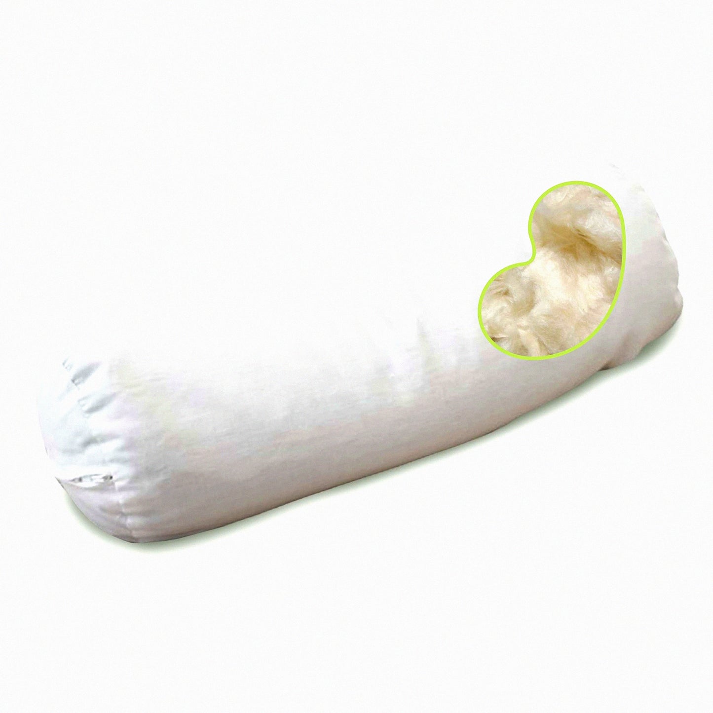 Organic Cotton Kapok Neck Roll Pillow - USA Made - 4" x 12" Zippered Shell - Natural Support for Neck Pain Relief - Eco-Friendly and Hypoallergenic