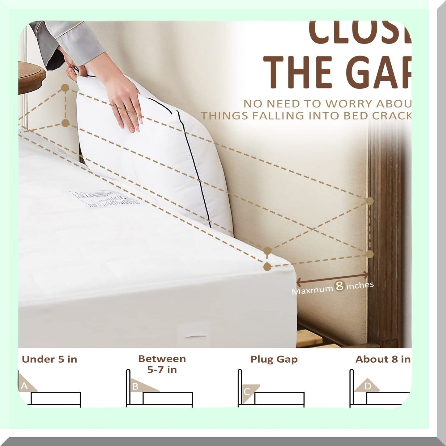 Headboard Gap Filler Pillow - Size76"x10"x6" - Triangle Bloster Wedge - Bed Wedge Pillow - Headboard Pillow - Bed Gap Filler - Triangle Pillow