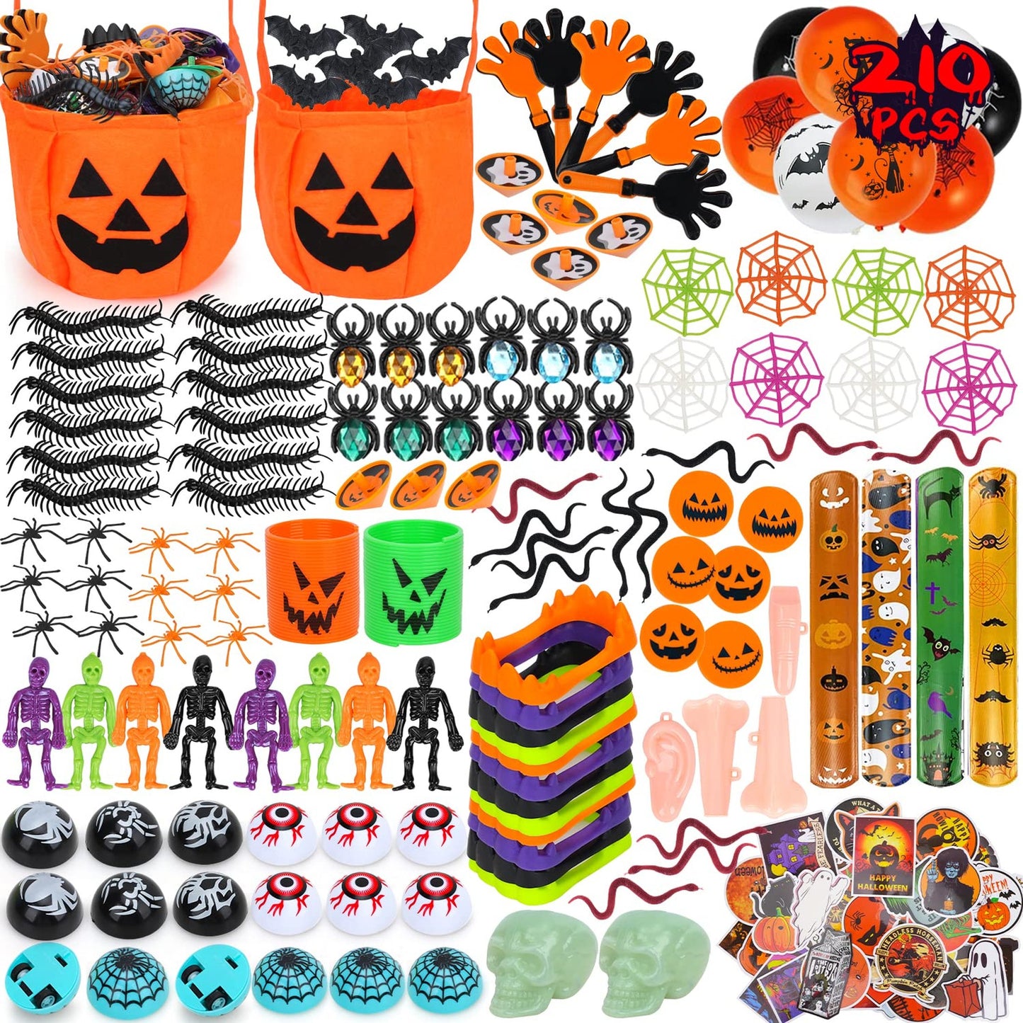 Party Pack Fun: 210-Piece Kids Treats & Toys Bulk Goodie Bags - Birthday, Trick or Treat, Clroom Party Supplies - Return Gifts for Kids