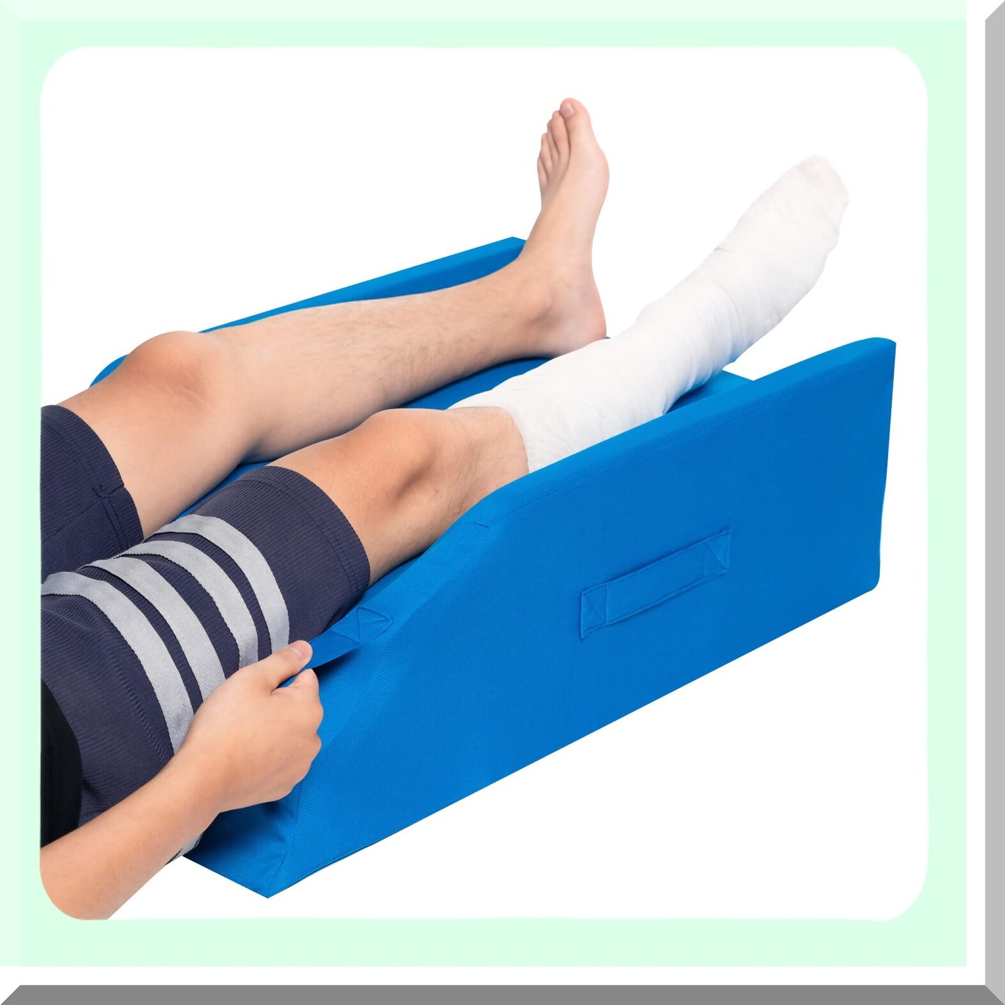 ElevateEase Leg Support Pillow - Recovery Aid for Knee Replacement, Swelling, Injury - Footrest for Sleeping - Blue (Two Leg Version)