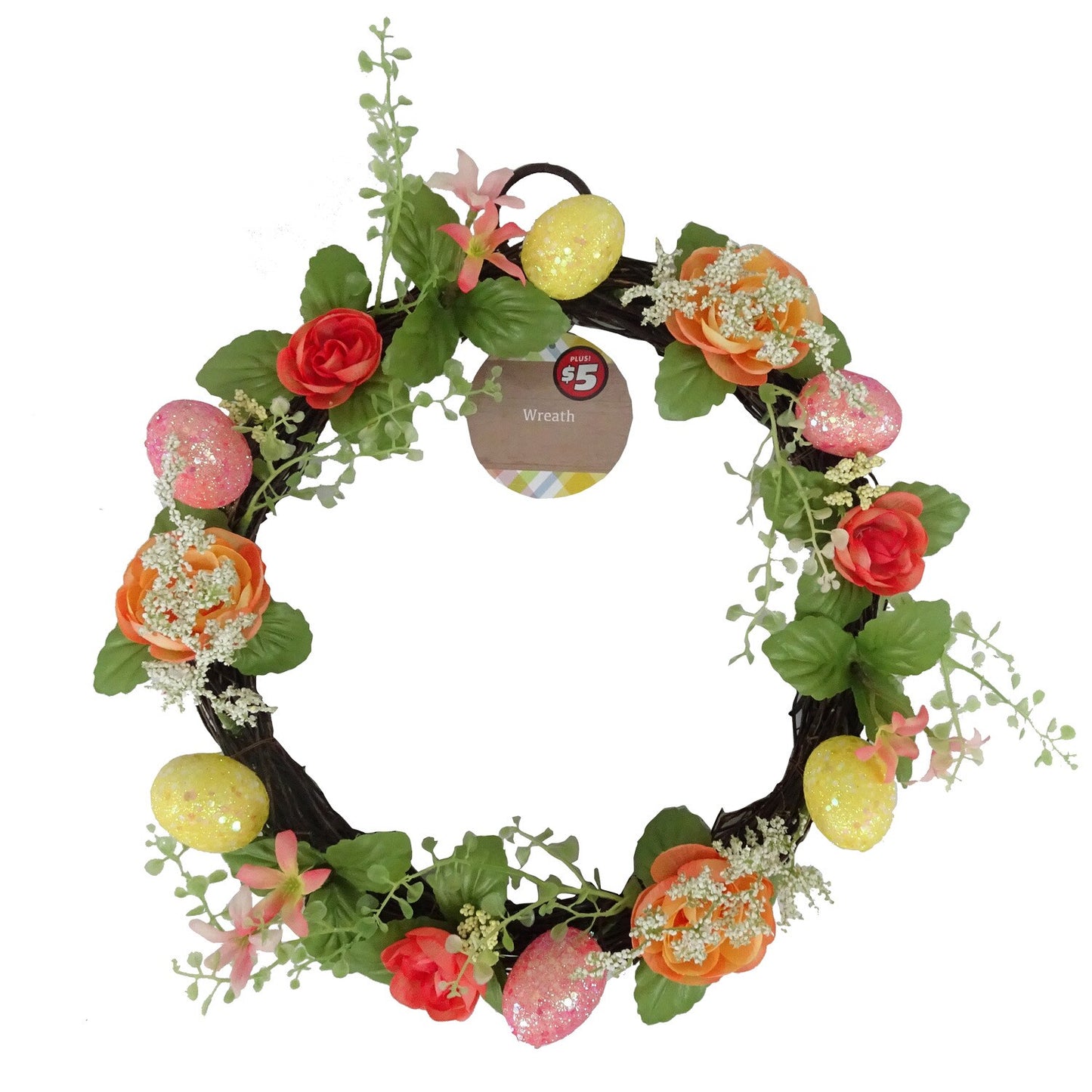 Artificial Easter Egg Floral Wreath, 15x3x15-in. (Pack of 8)