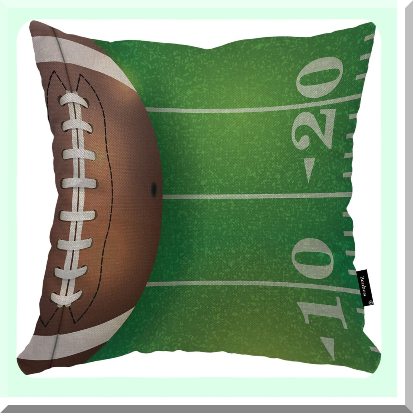 Sporty Field Touchdown Pillow Covers - Set of 2 Football Field and Ball Accent Pillow Cases for Bedroom/Living Room/Sofa - Farmhouse Decor Cotton Linen Pillowcases 18"X18"