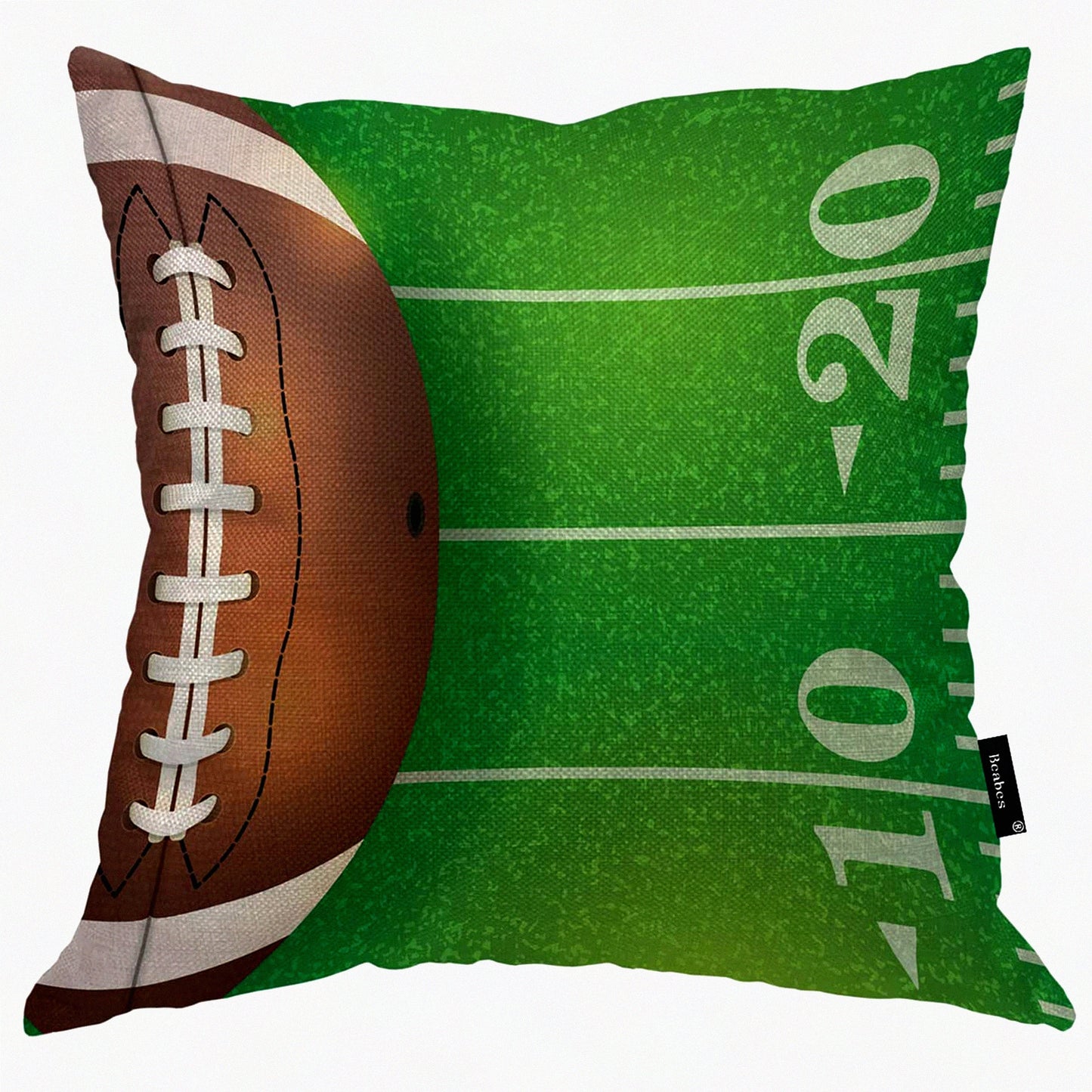 Sporty Field Touchdown Pillow Covers - Set of 2 Football Field and Ball Accent Pillow Cases for Bedroom/Living Room/Sofa - Farmhouse Decor Cotton Linen Pillowcases 18"X18"