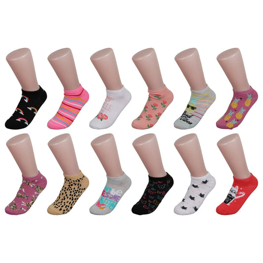 Juncture Women's Fashion Printed No-Show Socks, 2 Pair Packs (Pack of 36)