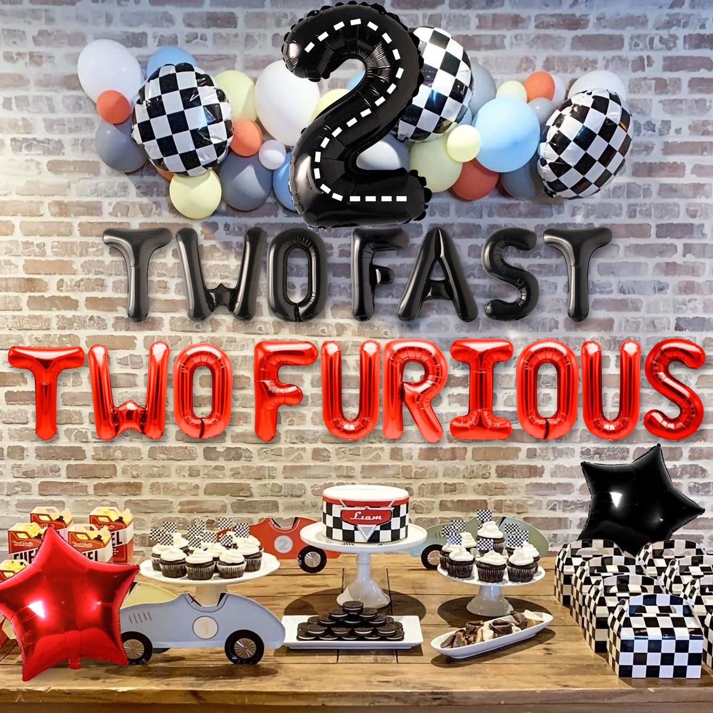 Speedy Raceway Birthday Decorations - Race Car Backdrop & Party Supplies for Two Fast Two Furious Themed Celebration!