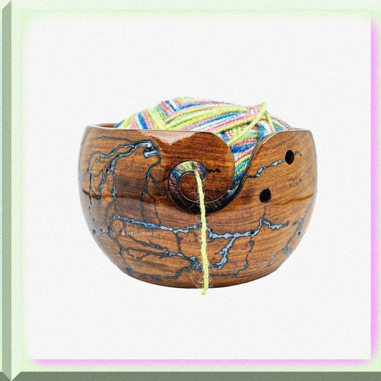 Wooden Rosewood Yarn Storage Bowl for Knitting and Crochet