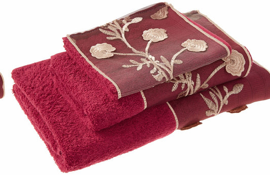 Ombre Rose 3PC Towel Set Burgundy