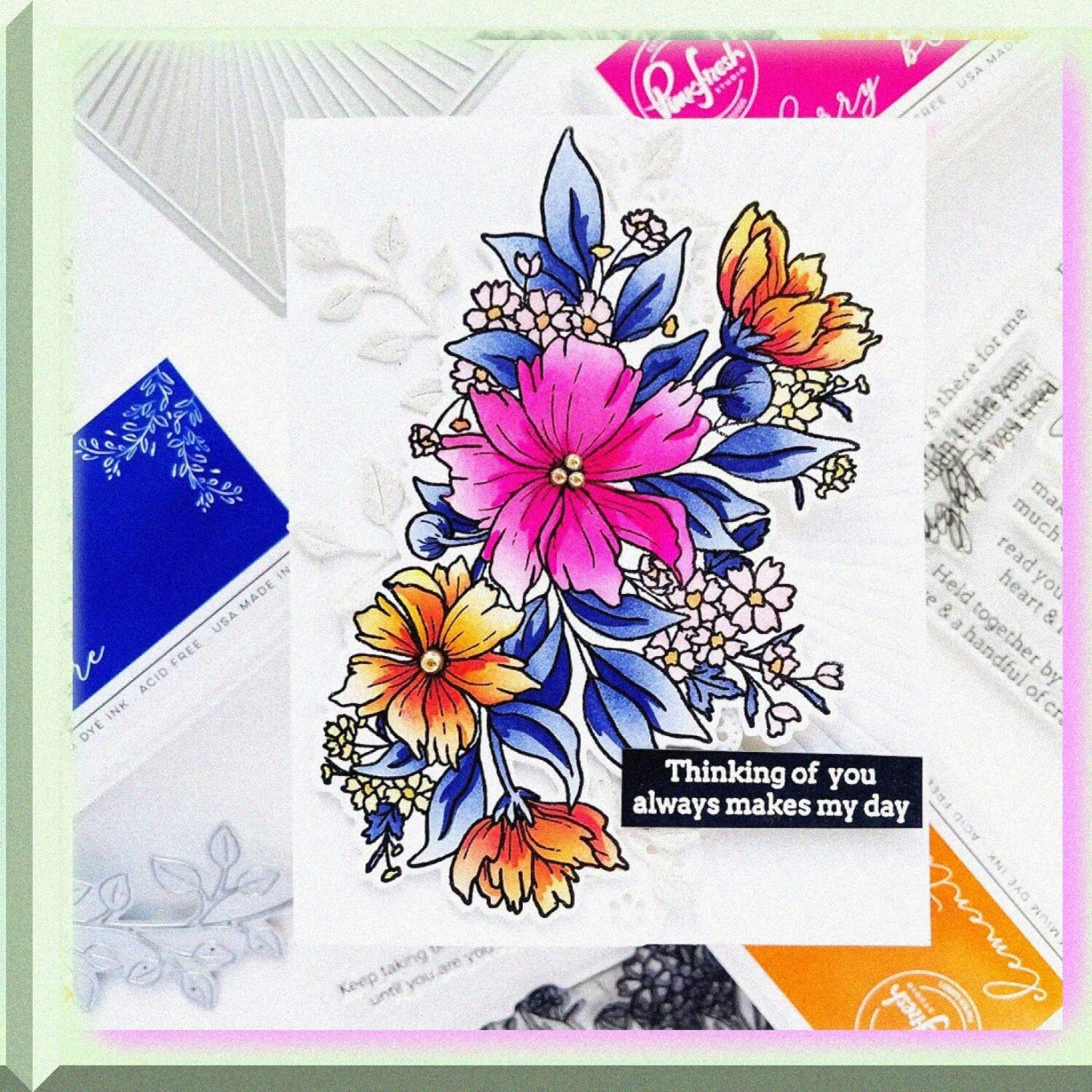 Stamp 4X6 Cosmos Bunch Floral Clear Set
