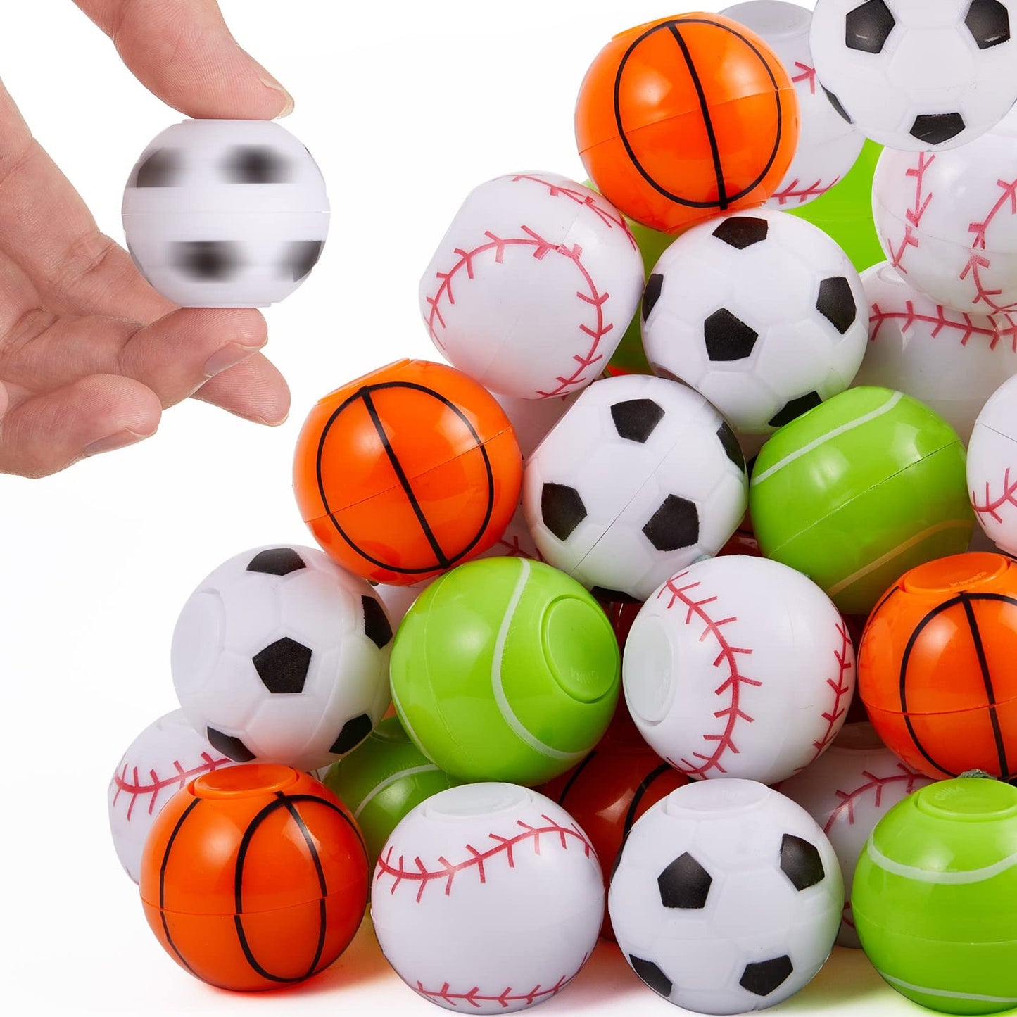 Sports Ball Spinners - Fun Fidget Toys for Kids! Perfect for Goodie Bags, Pinatas, and Classroom Prizes. Great for Birthdays and Valentine's Parties!