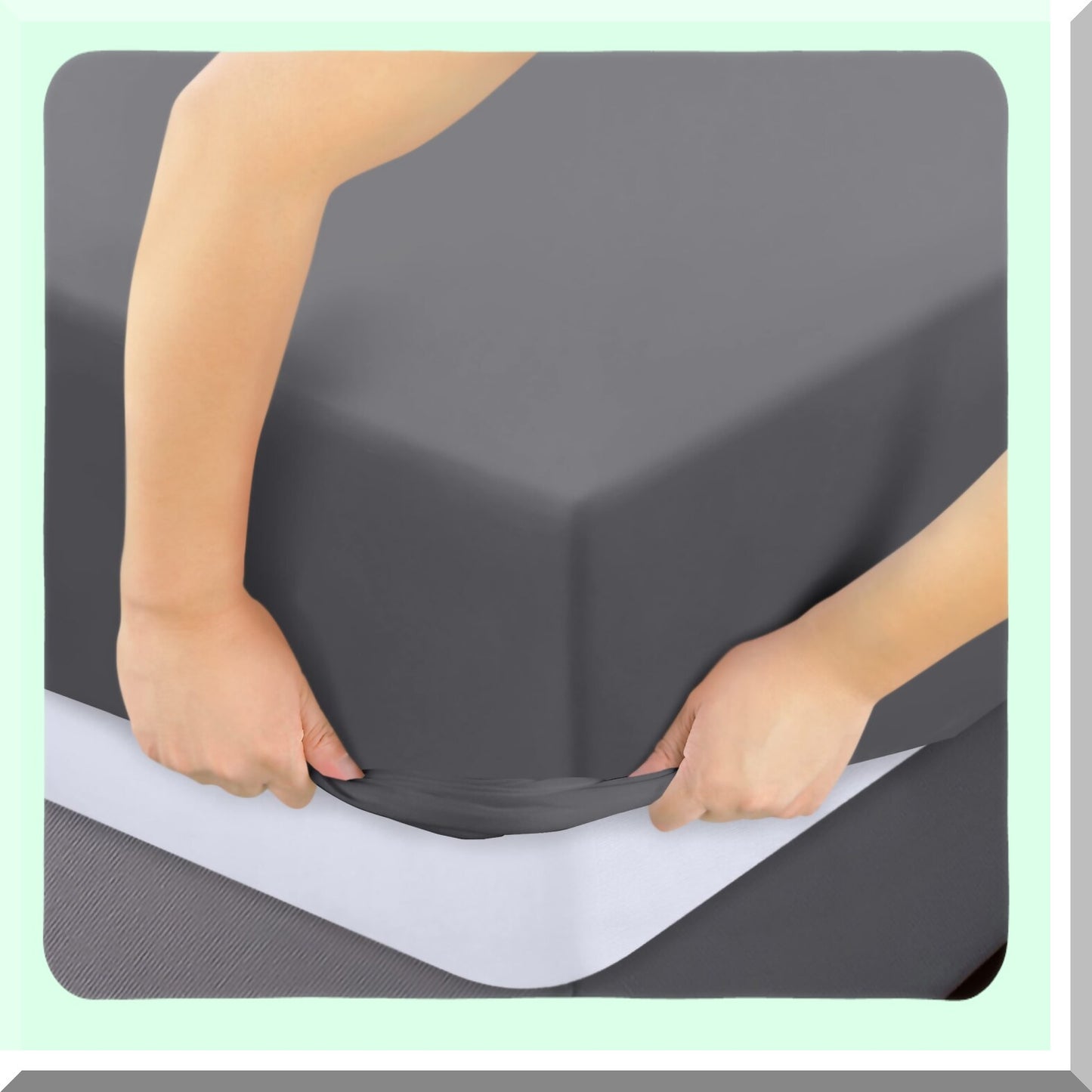 DeepPocket Soft Microfiber Fitted Sheets - Grey (Set of 2) - Shrinkage & Fade Resistant Bottom Sheets - Easy Care Split Fitted Sheet