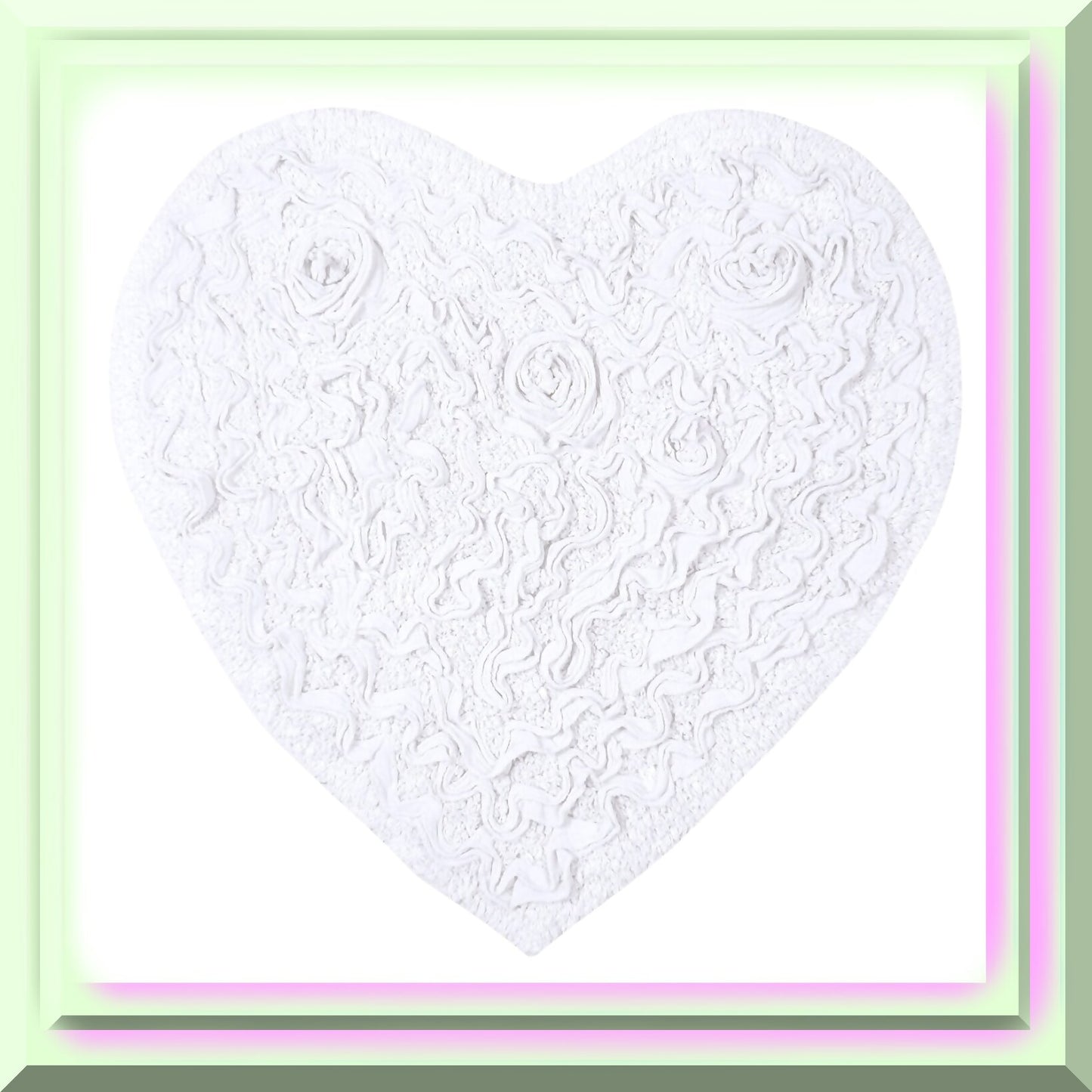 25"x25" Heart Cotton Tufted Bath Rug White