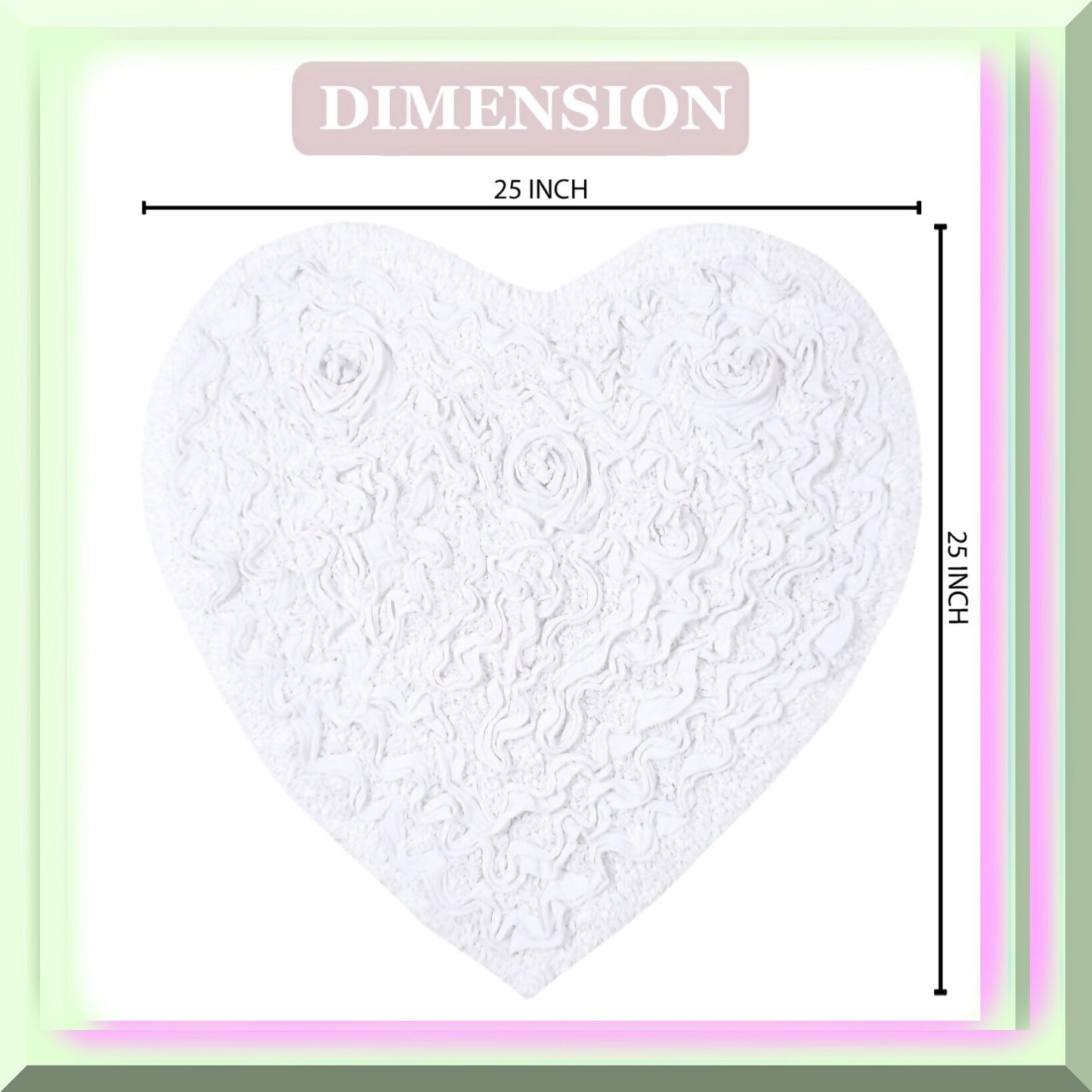 25"x25" Heart Cotton Tufted Bath Rug White