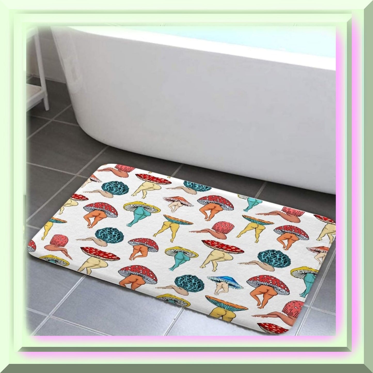 Funny Mushroom Butt Bathroom Rug 17x29 White
